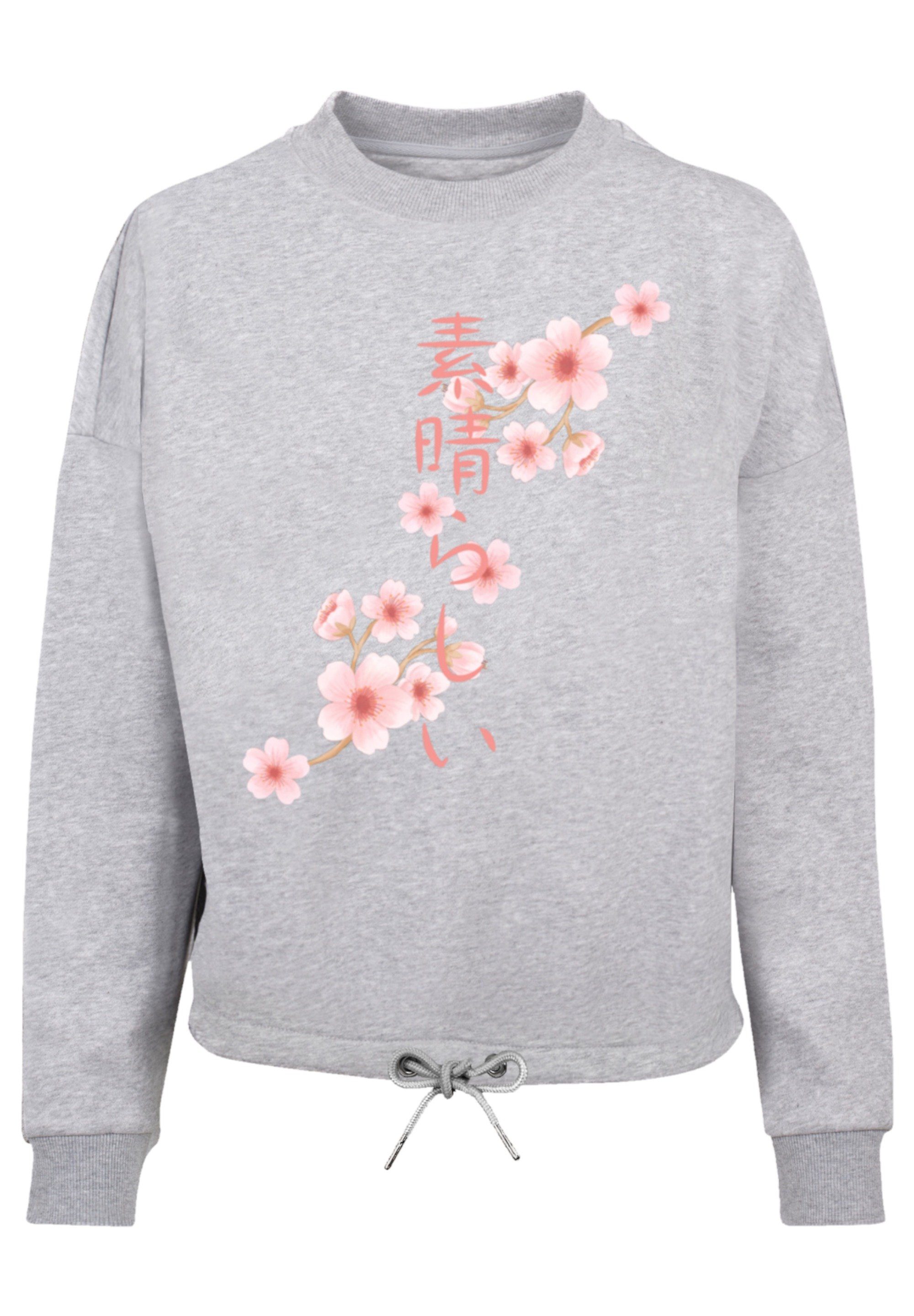 heather F4NT4STIC Sweatshirt grey Print Asien Kirschblüten