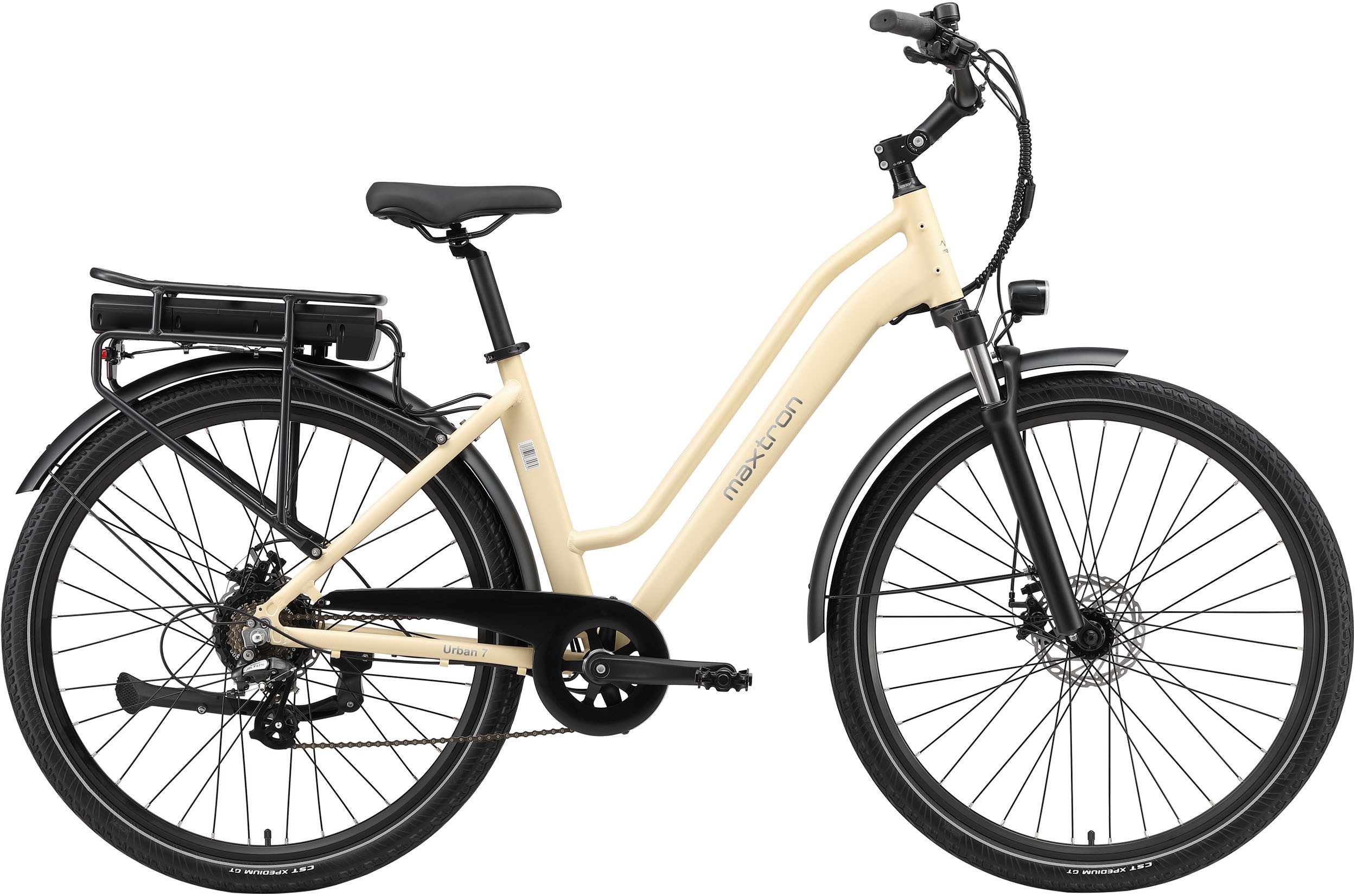Maxtron E-Bike Cityrad Maxtron Urban 7 E-Citybike 28 Zoll, 7 Gang Shimano Altus Schaltwerk, Kettenschaltung, Heckmotor, 460,8 Wh, (Packung), Tiefeinsteiger für Damen