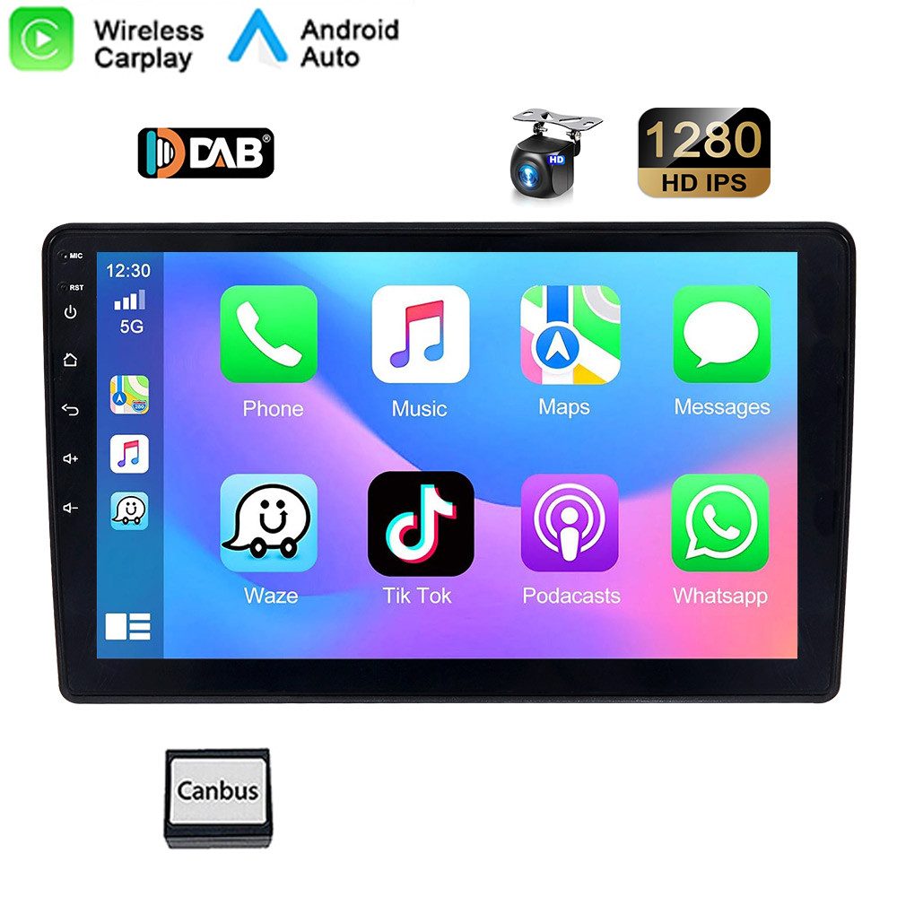 A-Sure WiFi 8-Core 2 DIN Ford Transit Tourneo Custom Bluetooth5.0 Android 15 Autoradio (Digitalradio (DAB), FM, AM, 1280*800 IPS Screen RDS, DSP, GPS, SWC, Navi, UI Theme, Siri, Mirrorlink, Google play, Netflix, Youtube, Calendar, TikTok)