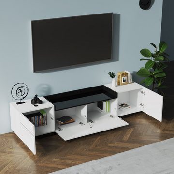 Merax Lowboard, mit großen Stauraum, TV-Schrank mit Rillen, TV-Board, Breite: 170cm