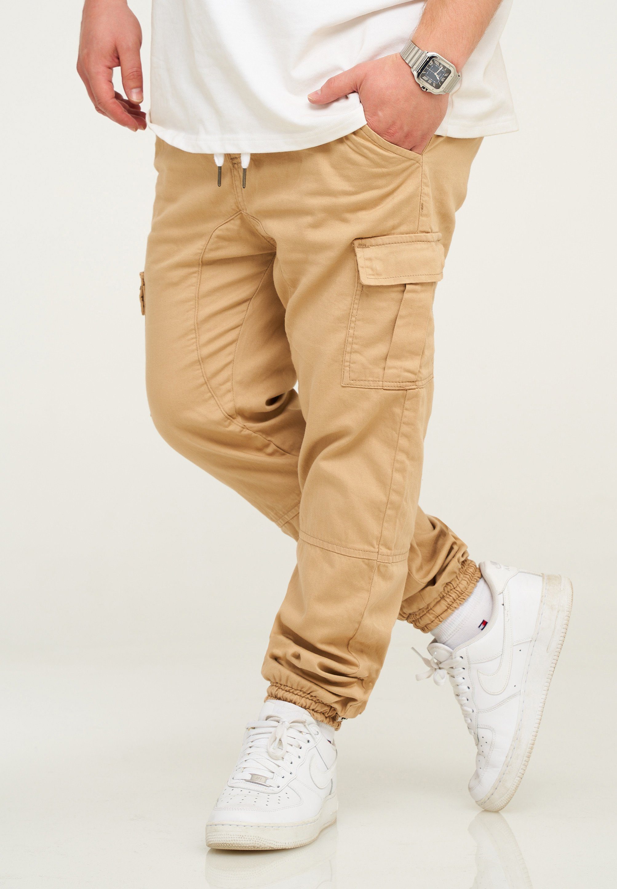 mit elastischem Beige MPQUITO SOULSTAR Bund Jogger-Hose Cargohose