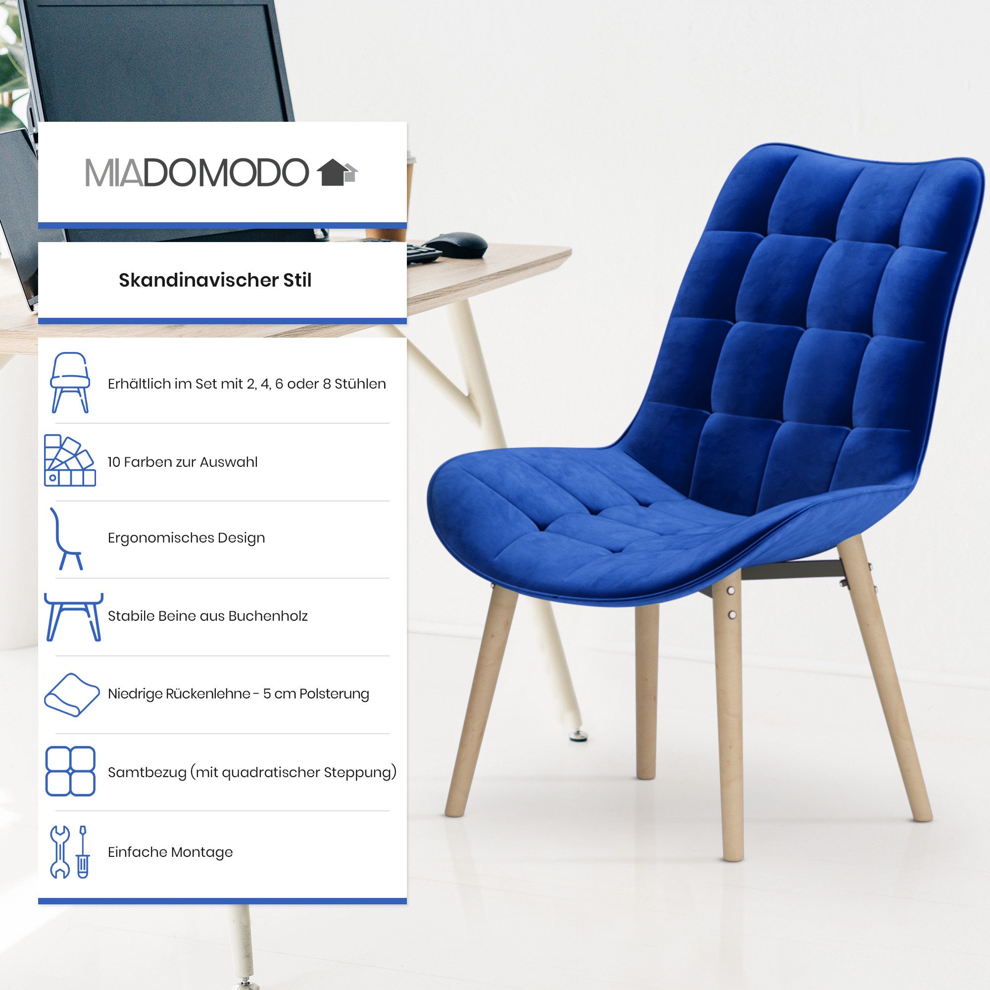 MIADOMODO Esszimmerstuhl Esszimmerstühle Wohnzimmerstühle Küchenstuhl Samt günstig online kaufen