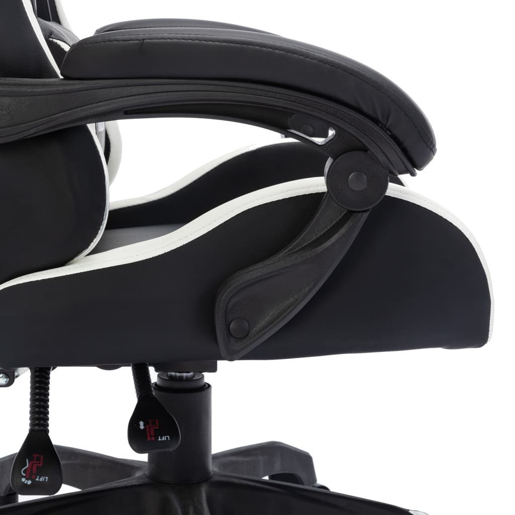 (1 St) RGB vidaXL Bürostuhl Schwarz Weiß Schwarz Gaming-Stuhl mit und Weiß | Schwarz Kunstleder und und Weiß LED-Leuchten