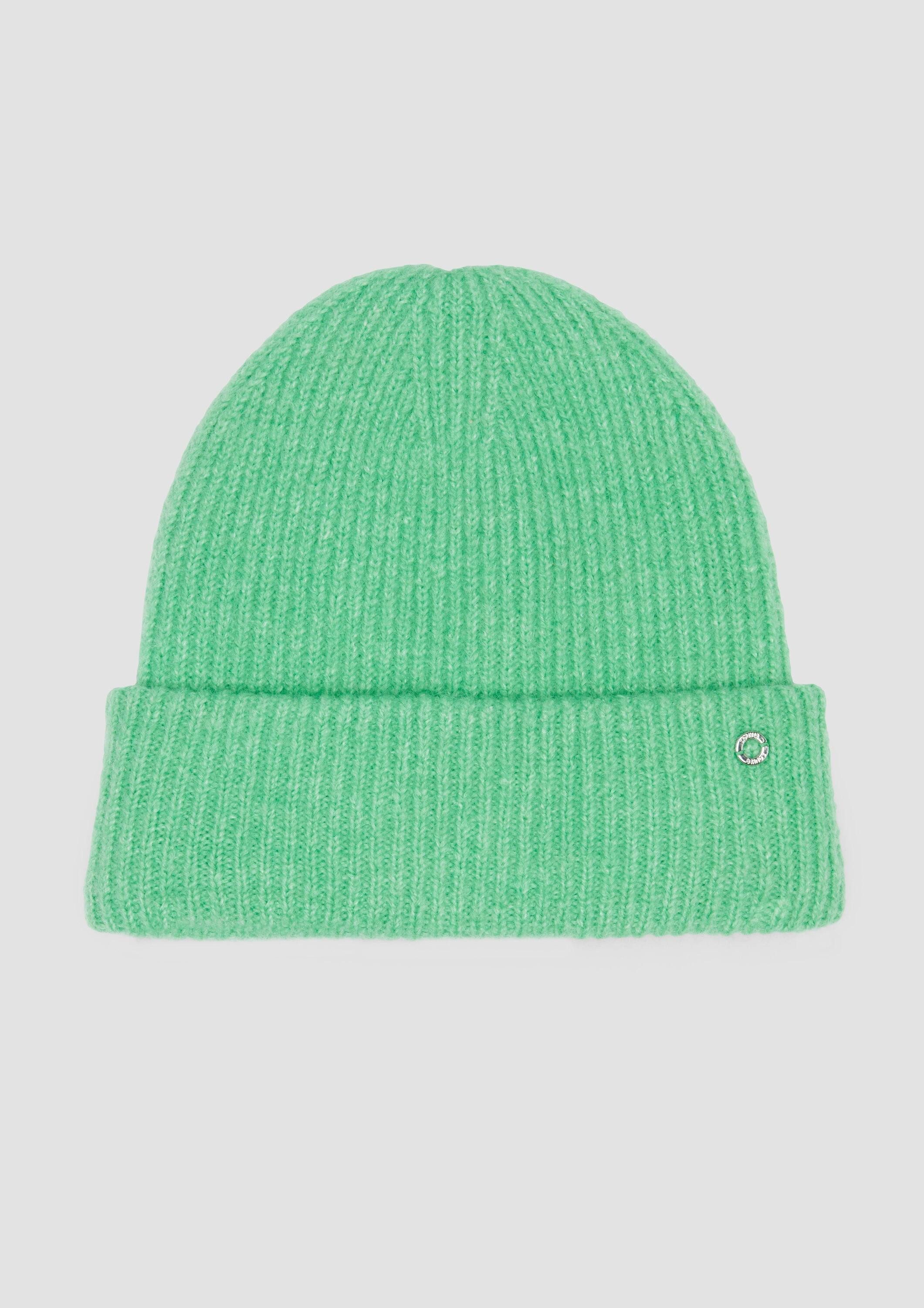 s.Oliver Strickmütze Mütze Beanie mit Umschlag und Logo-Detail günstig online kaufen