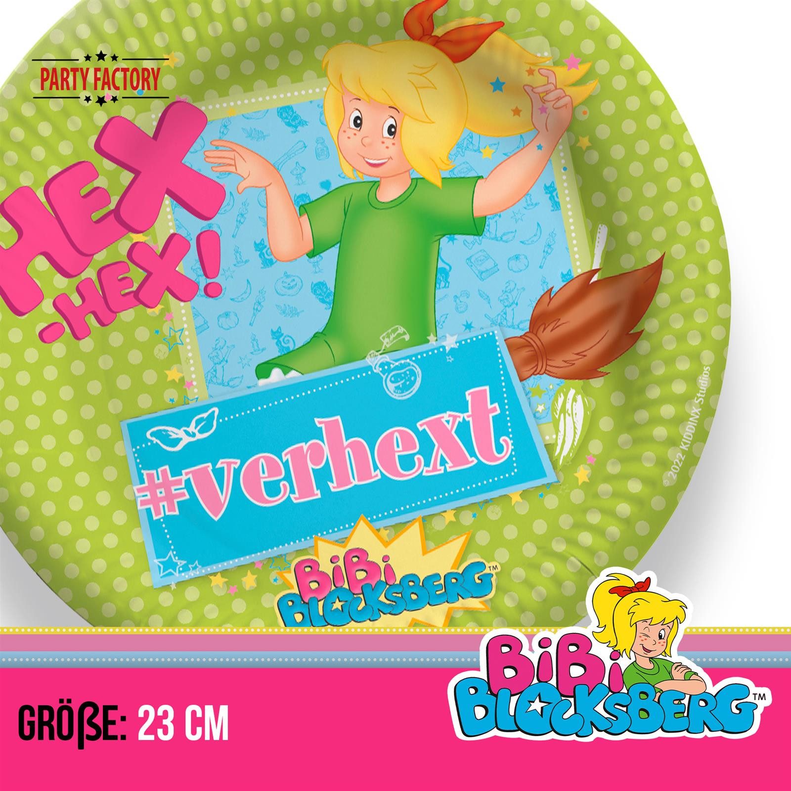 Party Factory Dekoteller Bibi Blocksberg Papp-Teller 23 cm grün 10 Stk. Papierteller Geburtstag