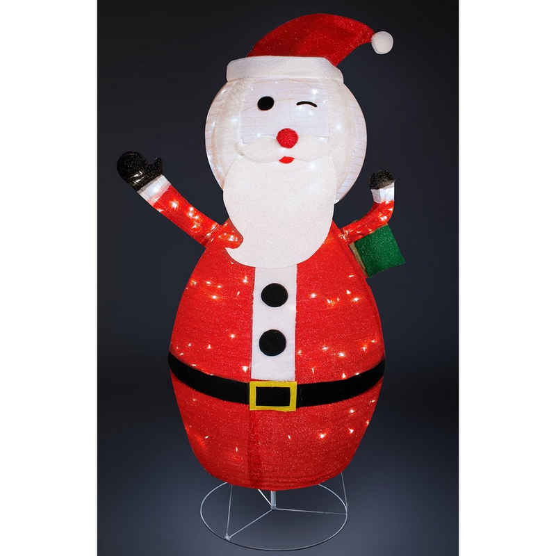 Mojawo Lichtervorhang XXL LED Santa Claus Figur / Weihnachtsmann 180CM 200 LEDs IP44 außen
