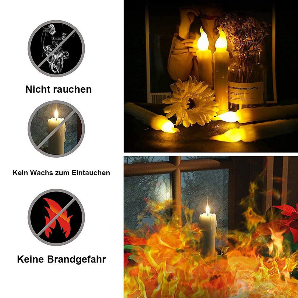 feinlux LED-Kerze Kerzen mit Fernbedienung, 6 St. (Batteriebetriebene Kerzen Set), LED Echtwachskerze, Warmes Gelb