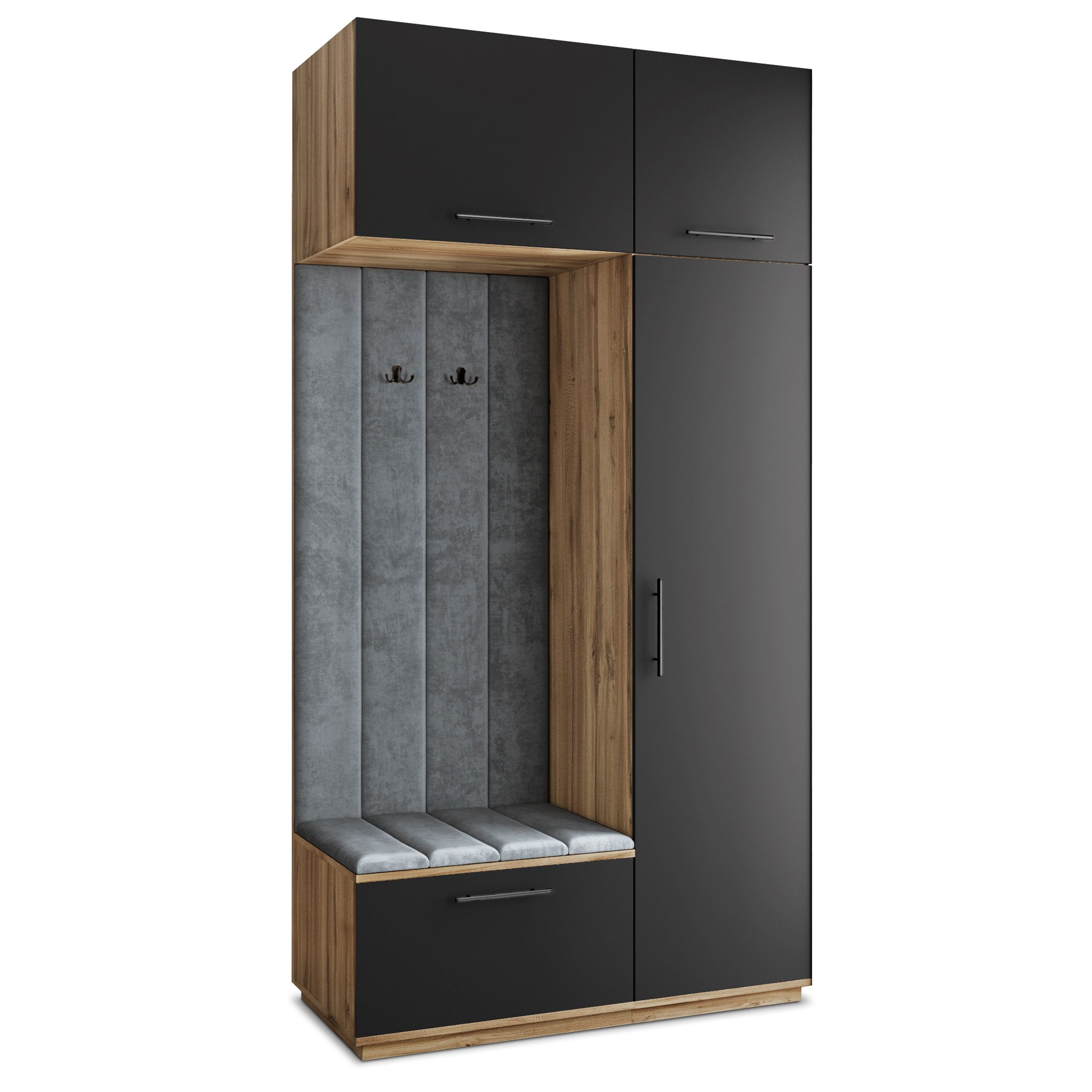 Masseno Garderobenschrank REMA 120 x 240 cm Garderoben-Set mit 1 Tür Eiche Wotan