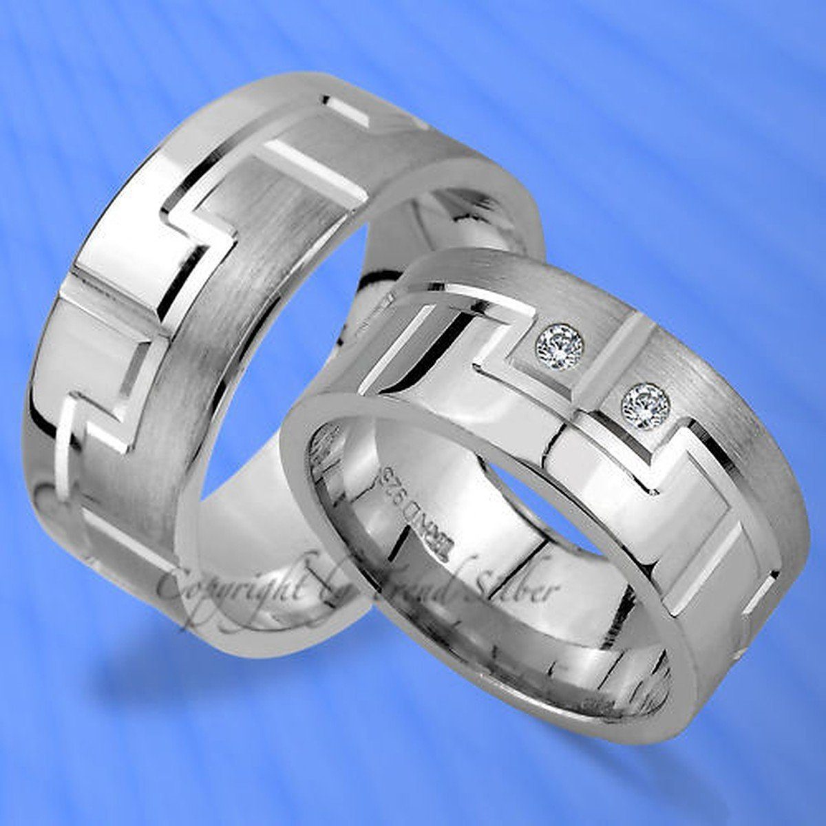 Trauringe123 Trauring Hochzeitsringe Verlobungsringe Trauringe Eheringe Partnerringe mit Stein 9 mm SILBER 925,- J97
