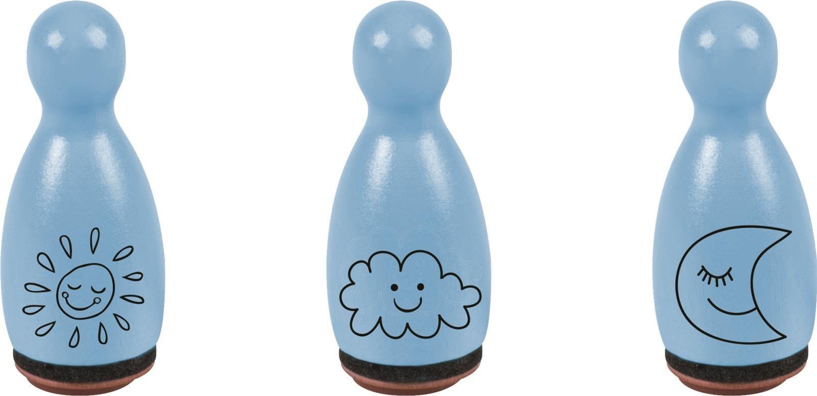 Heyda Heyda 204888660 Stempel-Figuren „Sonne, Mond & Wolke“ hellblau Stempelkissen