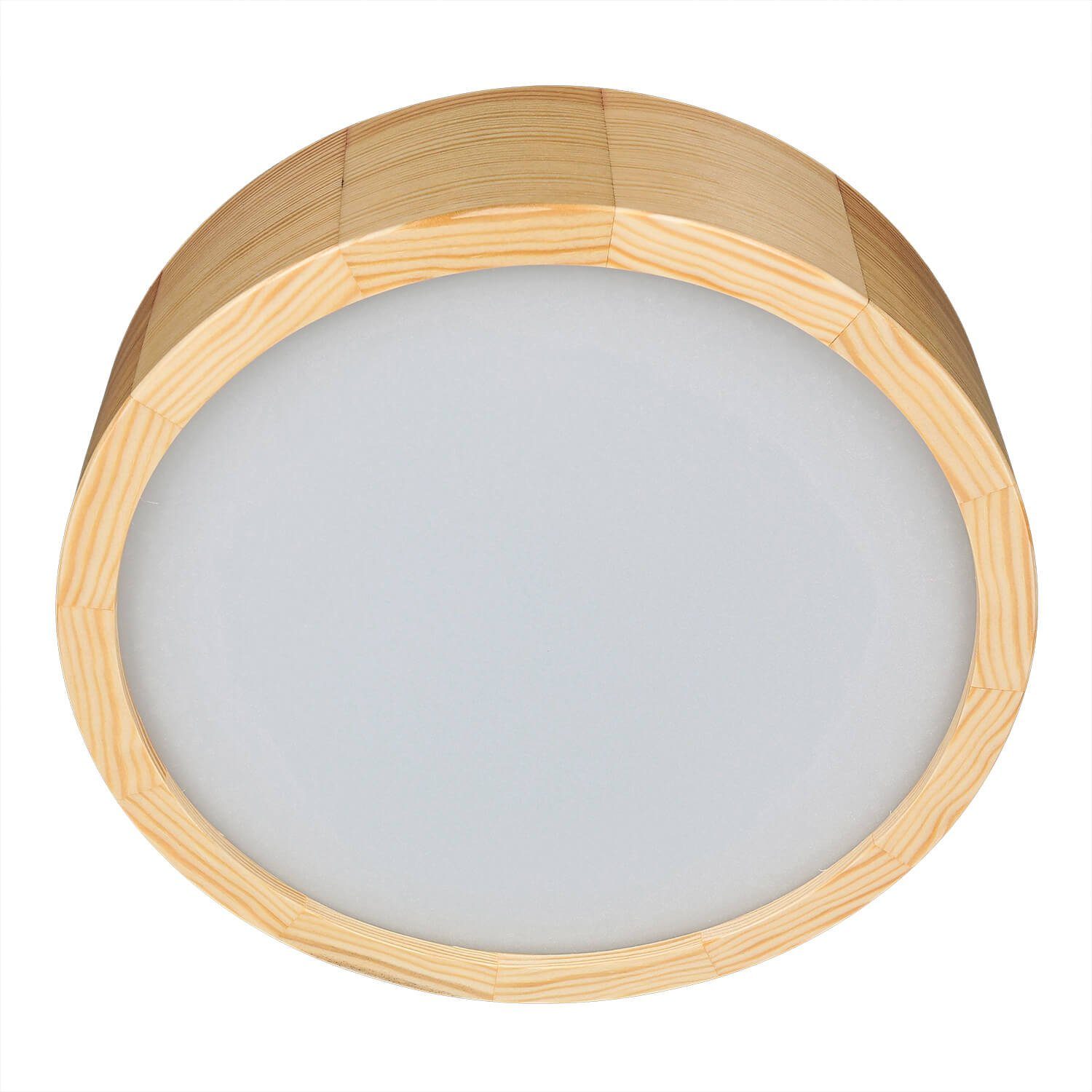 Licht-Erlebnisse Deckenleuchte ARBARO, ohne Leuchtmittel, Runde Deckenlampe Holz Glas blendarm Flur Wohnzimmer Lampe