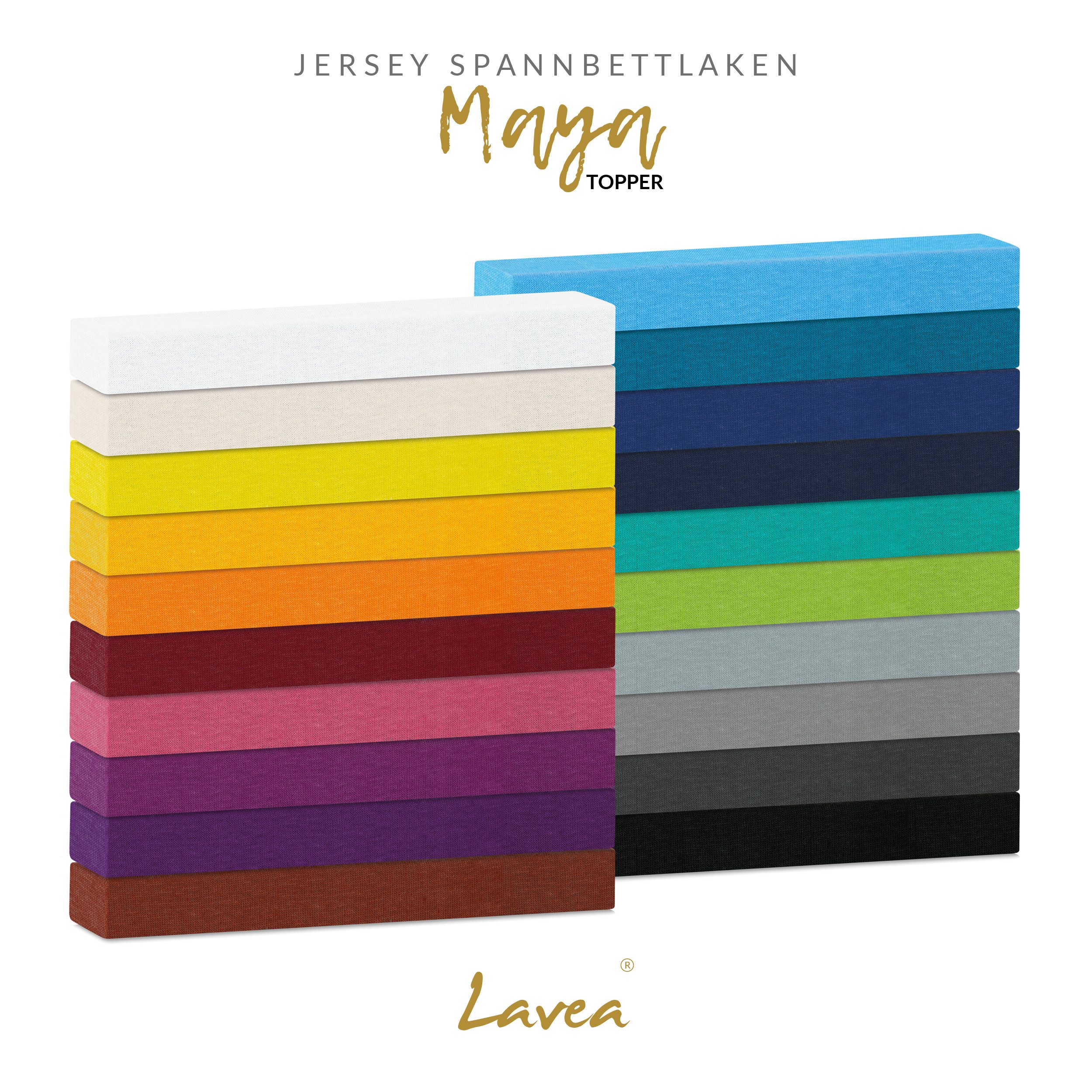 Lavea Spannbettlaken Bettlaken Maya, 180x200cm, 200x200cm, 140x200cm, 160x200cm, 100% Baumwolle Jersey, Gummizug: rundum, (2 Stück), für Matratzen, Topper, Boxs – Bild 4 von 5