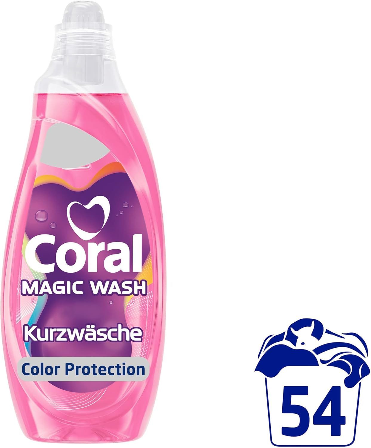 Coral 1x Magic Wash Quick & Care Color Protection Flüssigwaschmittel 54 WL Colorwaschmittel (1-St. für 15 Minuten Kurzwäsche mit PRO-S Technologie)