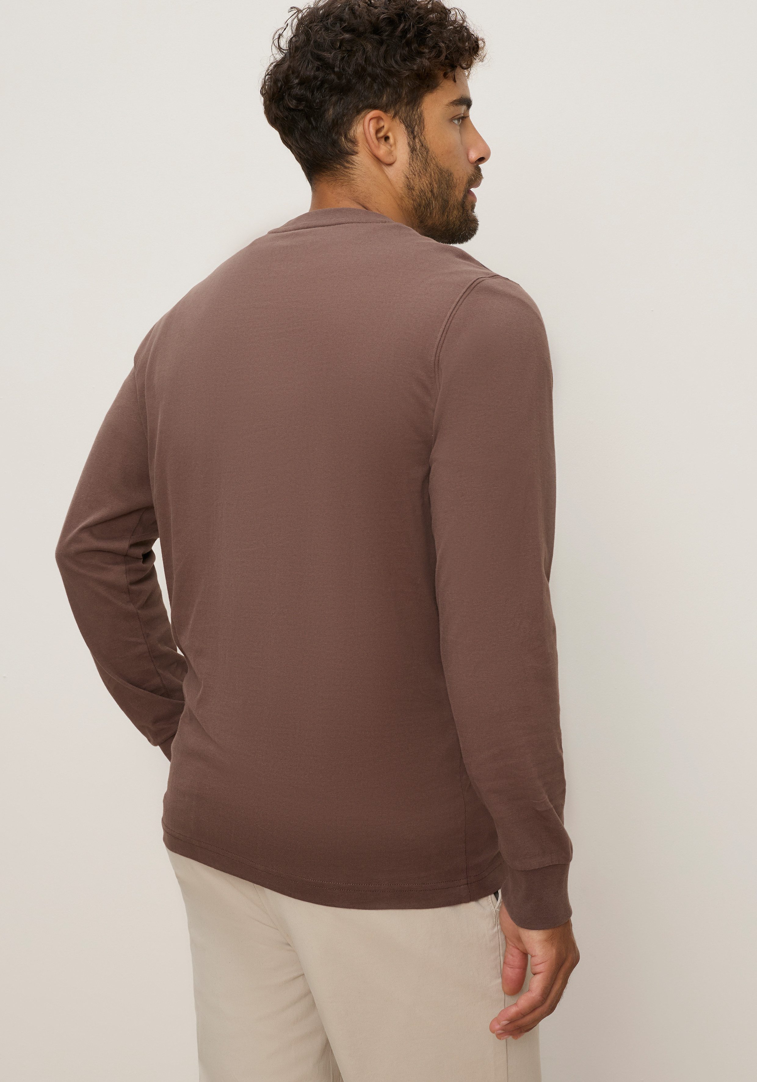 Man's World Rundhalsshirt schmale Passform, mit Langarm, unifarben, mit Print und Stickerei – Bild 3 von 5