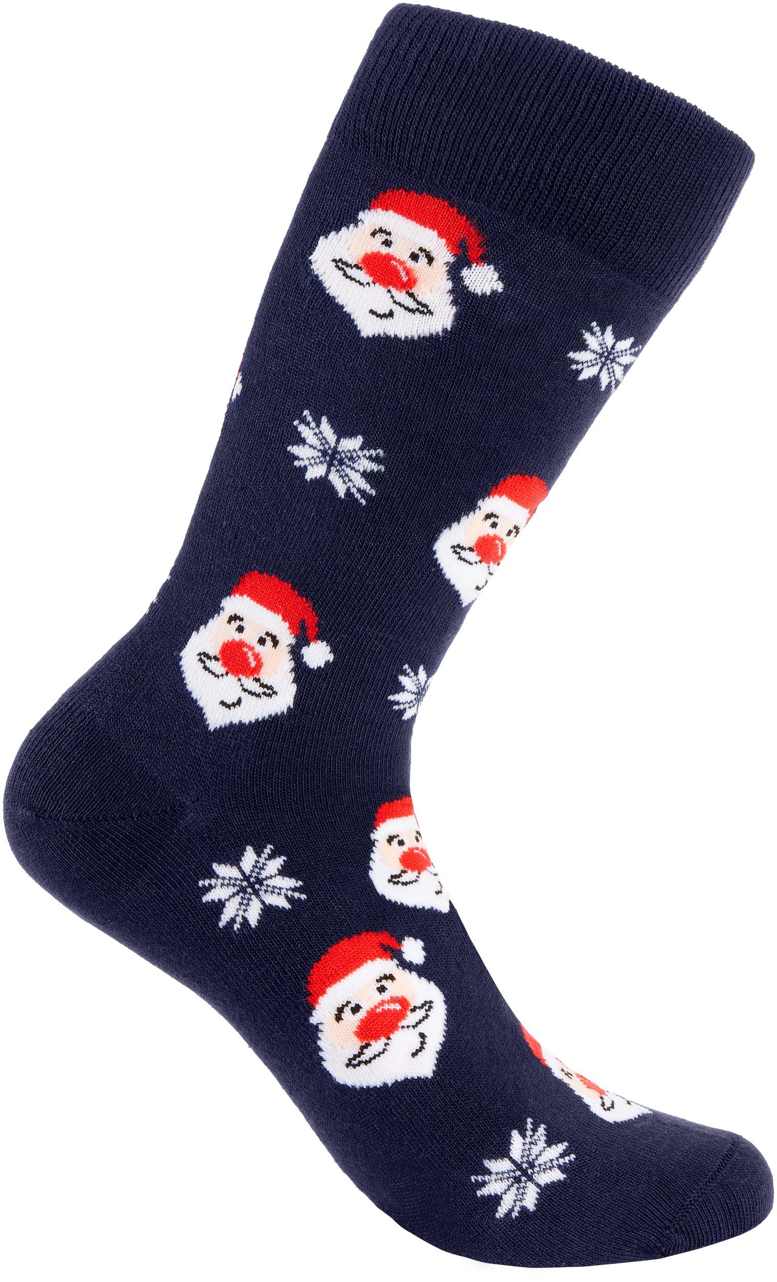 BRUBAKER Socken Herren Weihnachtssocken - Buntes Weihnachtsmotiv Weihnachtsmänner (One Size, 1-Paar, Männer Crew Socks - Geschenk Weihnachten) Kuschelsocken für – Bild 4 von 5