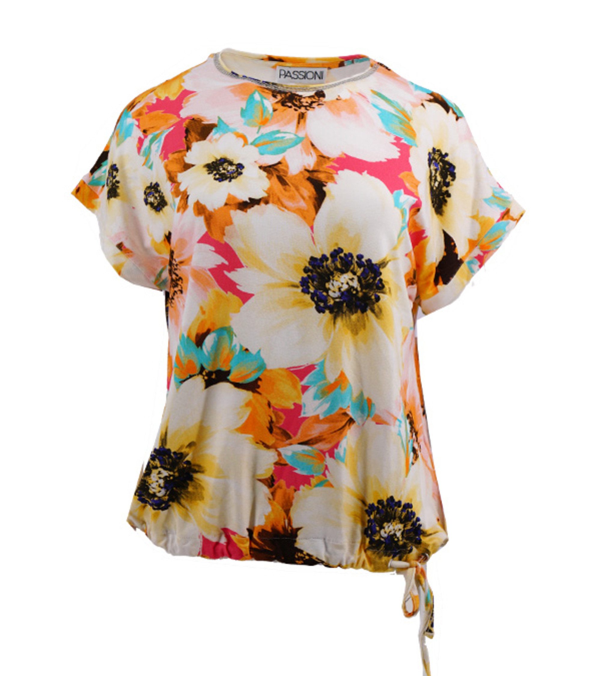 Passioni T-Shirt T-Shirt mit Blumenprint und Sommerfarben mit Print