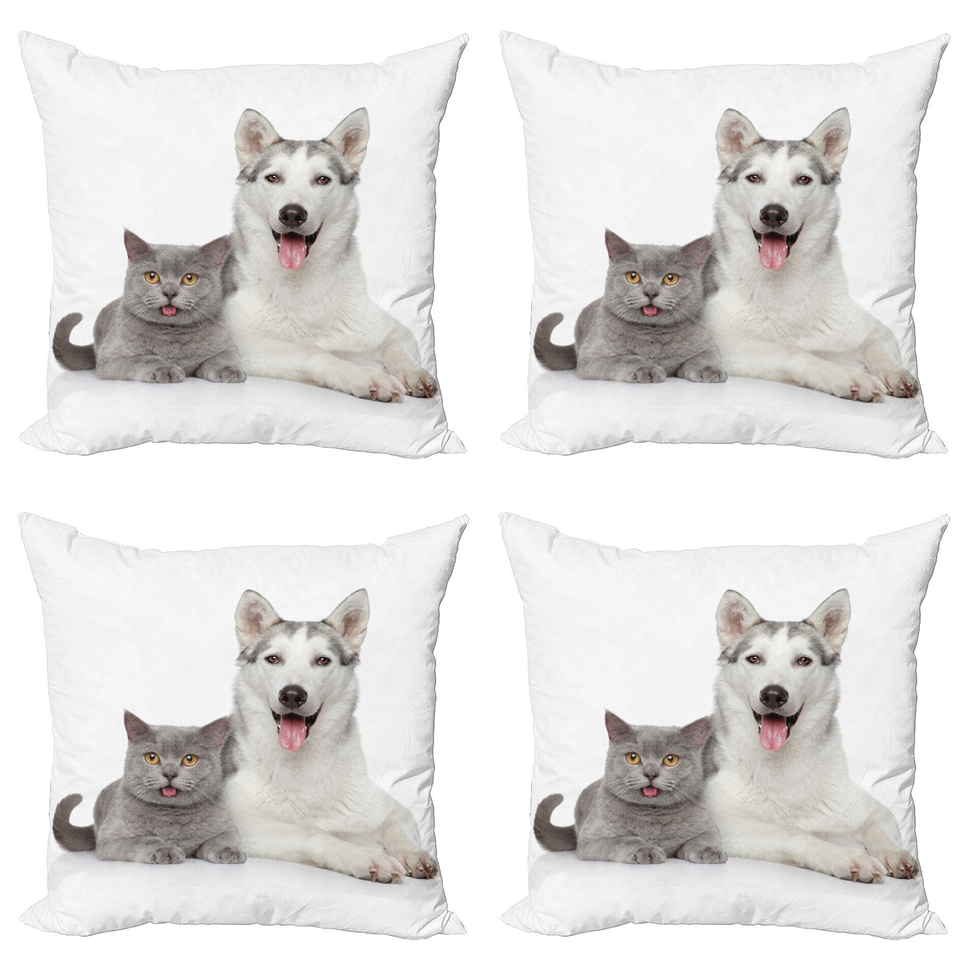 Kissenbezüge Modern Accent Doppelseitiger Digitaldruck, Abakuhaus (4 Stück), Haustier Tiere Haustiere Hunde Digitale | Kissenbezüge
