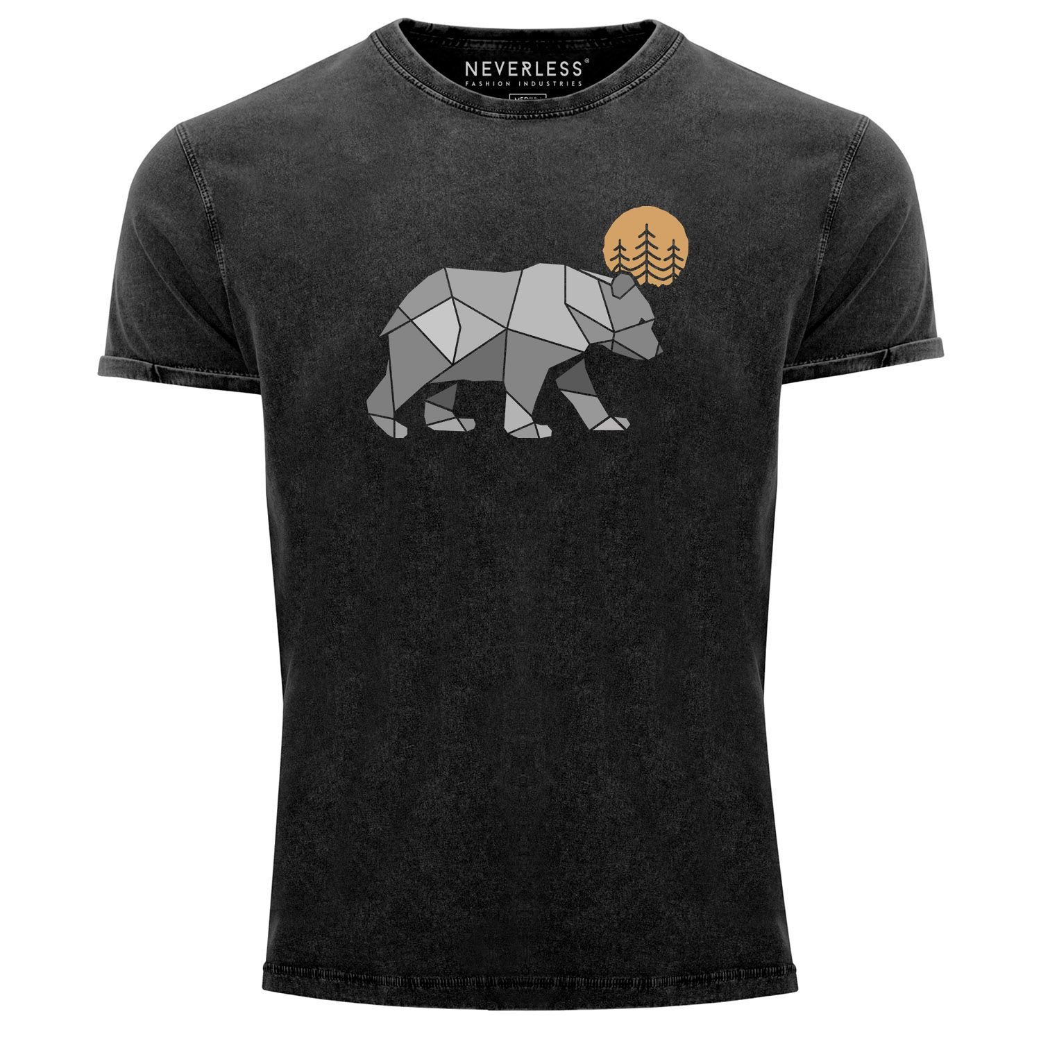 Print-Shirt Herren Vintage Shirt Polygon Bär Mond Outdoor Wandern Natur Print