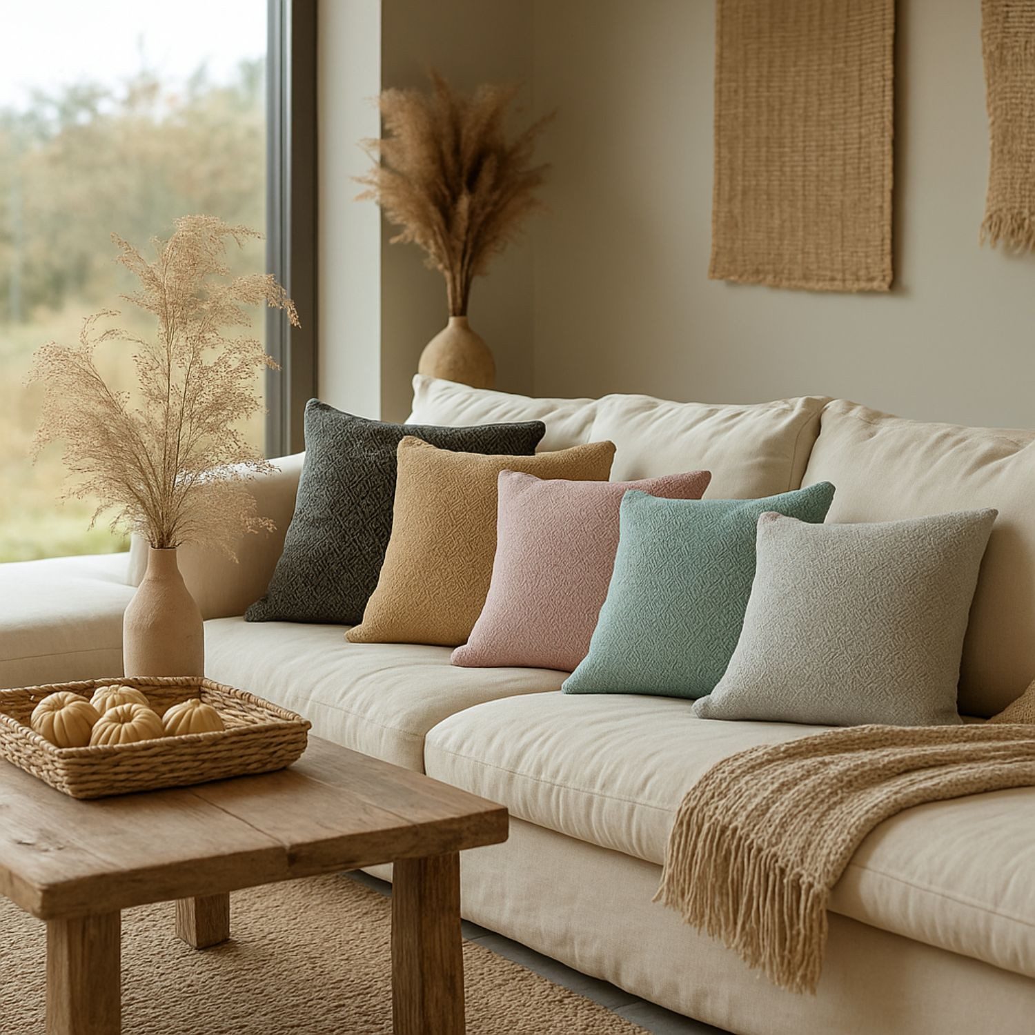 Marrakesch Orient & Mediterran Interior Zierkissen 4er Set Kissenbezüge Calix Beige 40cm aus Baumwolle, Boho Handarbeit, (4 St)