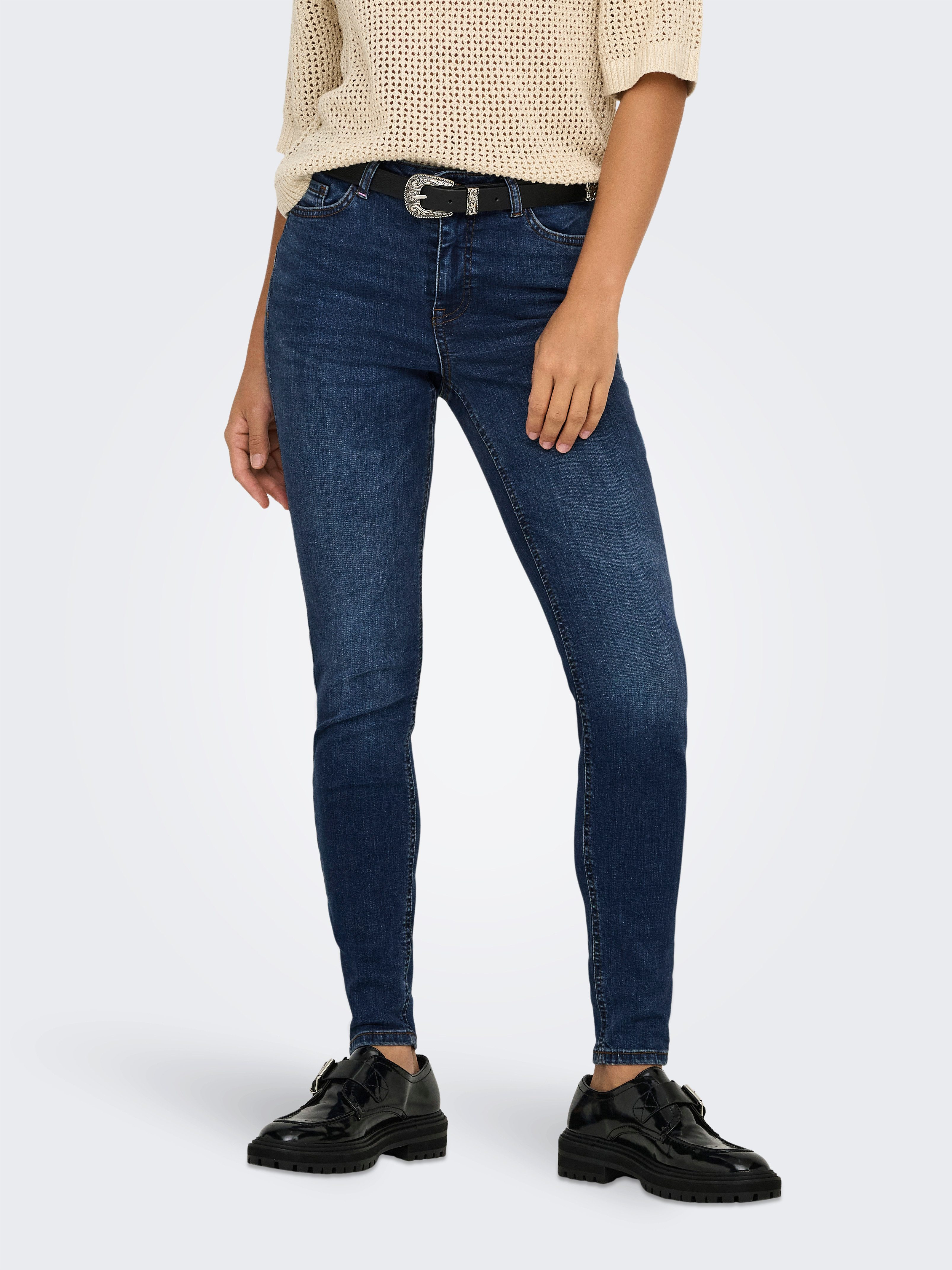 JDY Skinny-fit-Jeans JDYFINA MW SKINNY ANK JNS DB NOOS DNM