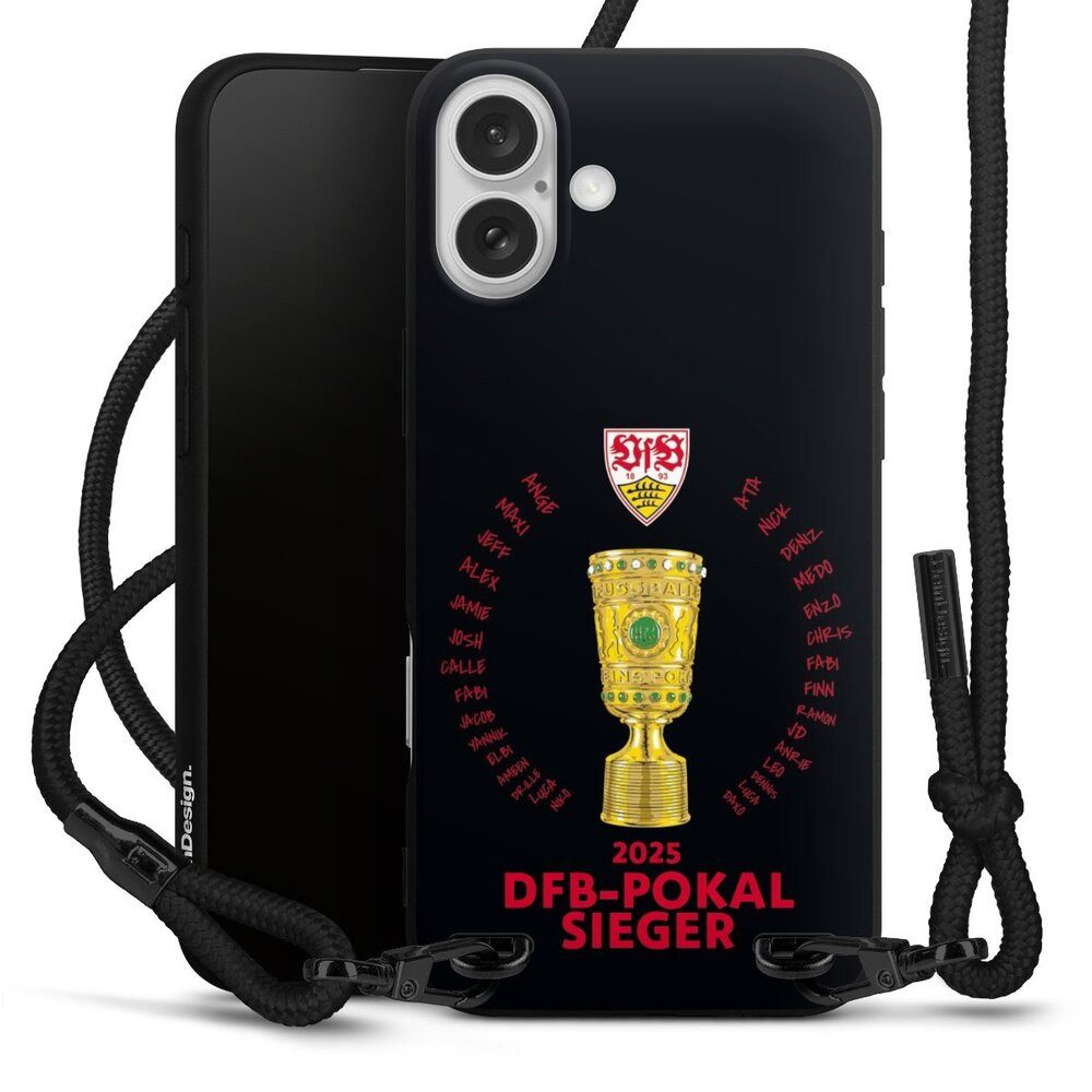 DeinDesign Handyhülle VfB Stuttgart Pokal Offizielles Lizenzprodukt, Apple iPhone 16 Plus Premium Handykette Hülle mit Band Cover mit Kette