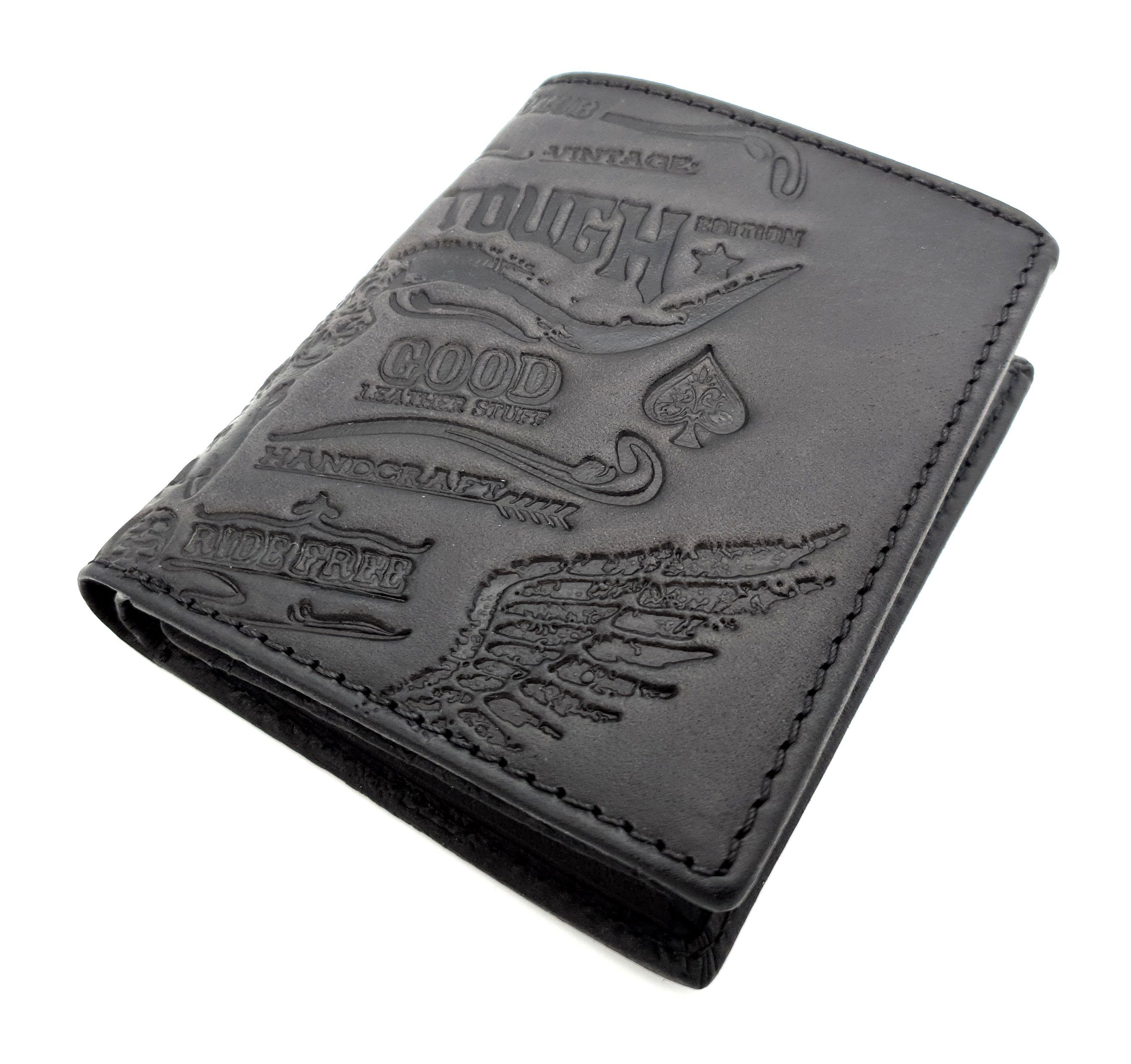 JOCKEY CLUB Geldbörse echt Leder Portemonnaie Rough & Tough mit RFID Schutz, geprägter Longhorn Schädel