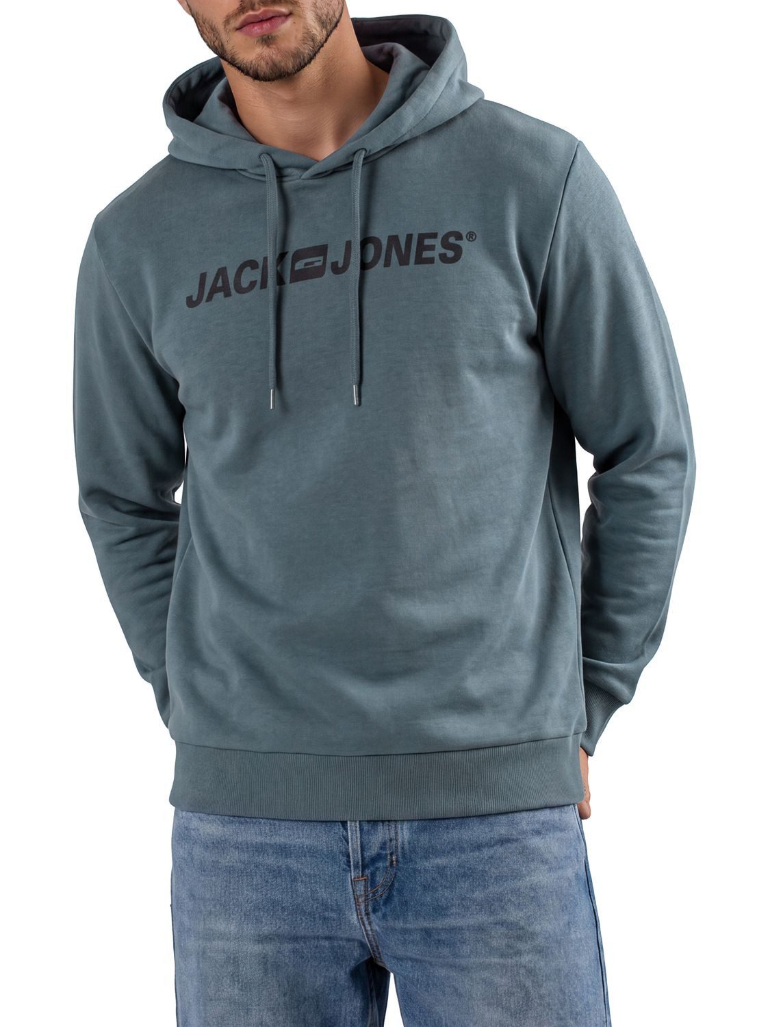 Jack & Jones Hoodie Herren Sweatshirt JJMORTY Regular Fit Kapuzenpullover mit Logoprint
