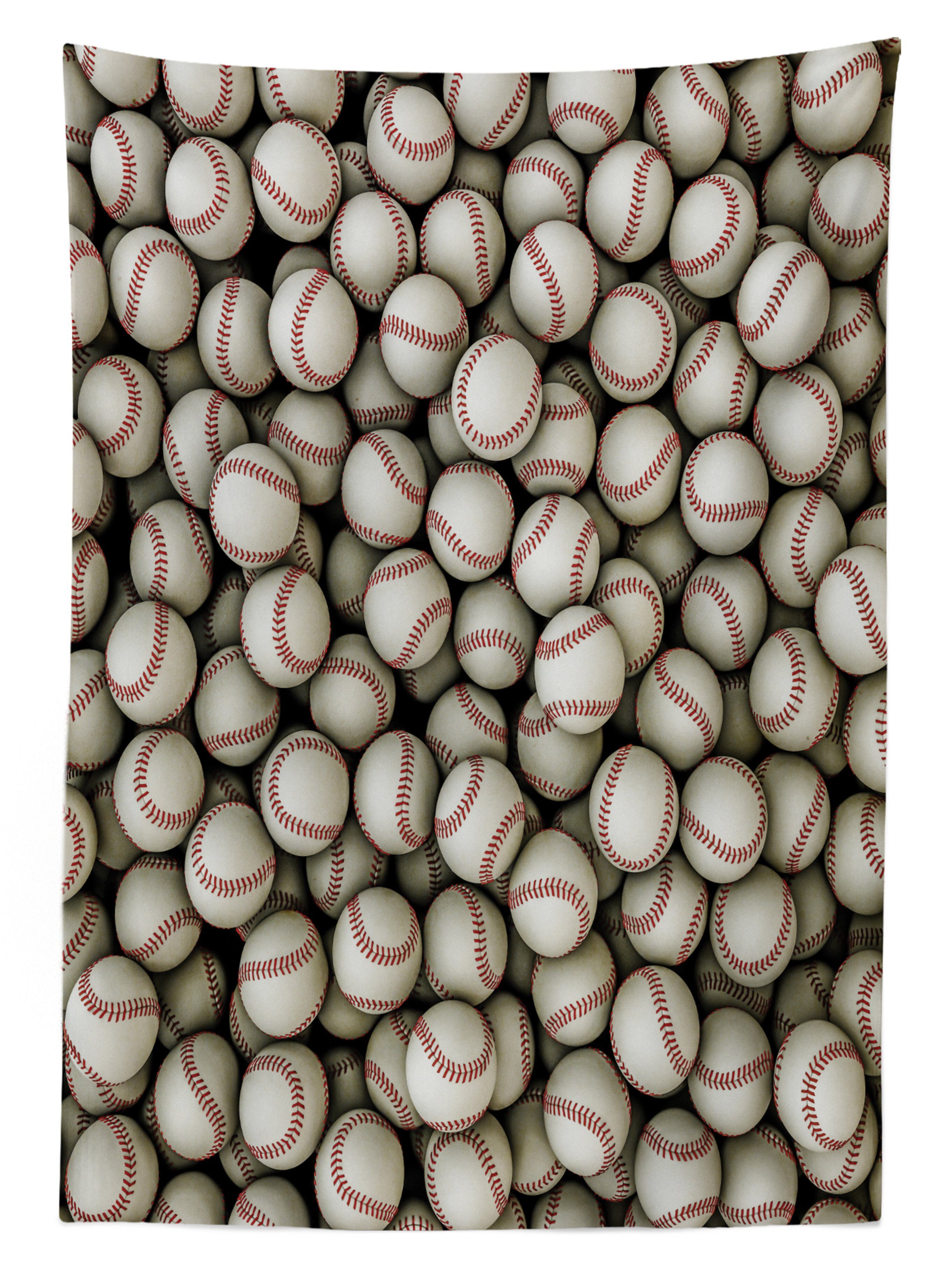 Waschbar Baseball-Sport-Emblem Außen Abakuhaus Farbfest Tischdecke Klare den Für Farben, rot-Weiss geeignet Bereich