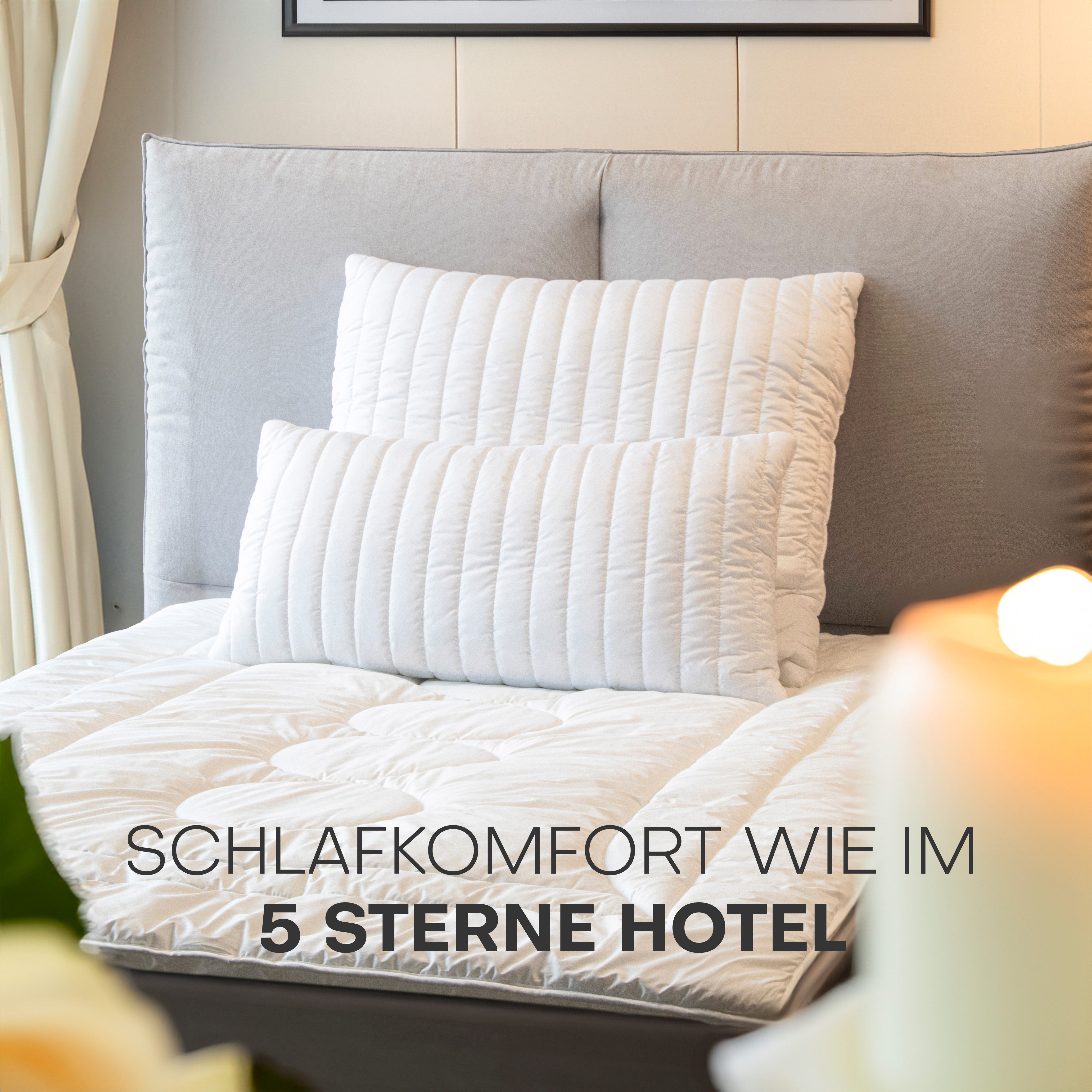 John Cotton Baumwollkissen Magicline 40x80, 80x80 cm, pure Eleganz, Füllung: Polyester, Bezug: Feinbatist-Baumwolle, Bauchschläfer, Rückenschläfer, Seitenschläfer, Feinbatist Baumwolle, Schlafkomfort, Hergestellt in Deutschland