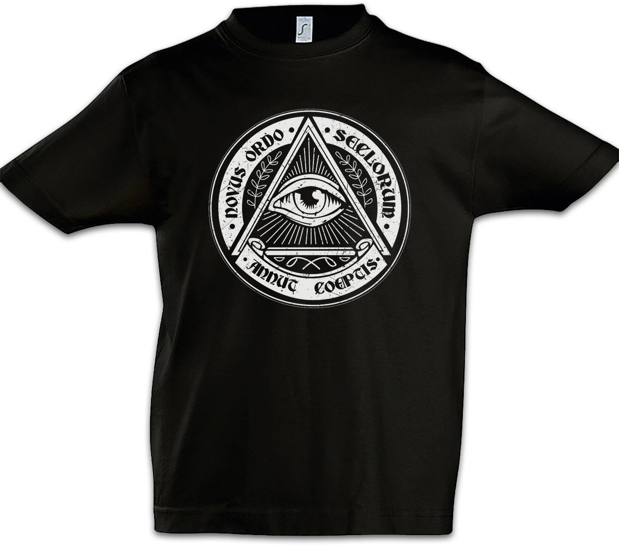 Print-Shirt Illuminati Eye Kinder T-Shirt Illuminaten Freimaurer Society Auge Loge