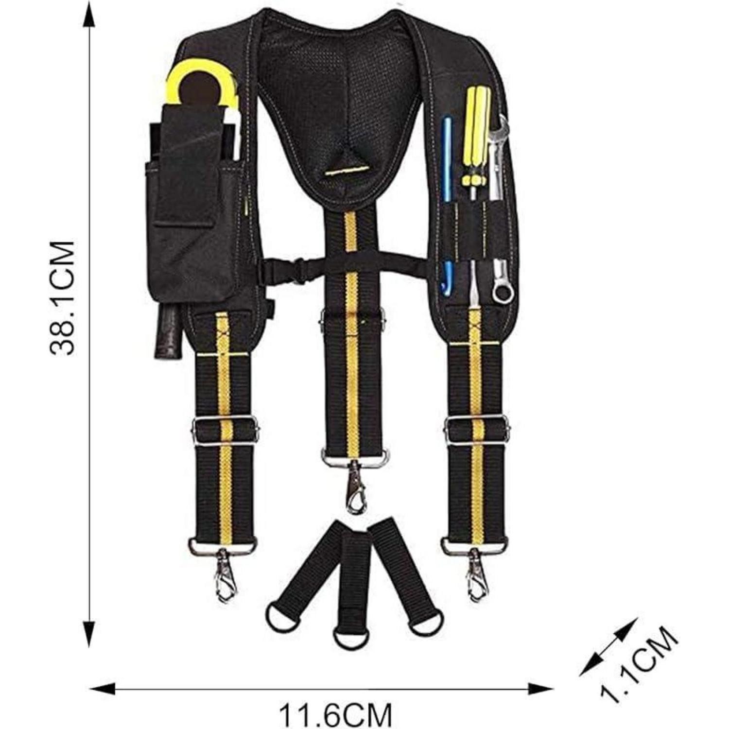 LuxusKollektion Werkzeugtasche Werkzeuggürtel mit Hosenträgern Gepolsterte Arbeitshosenträger