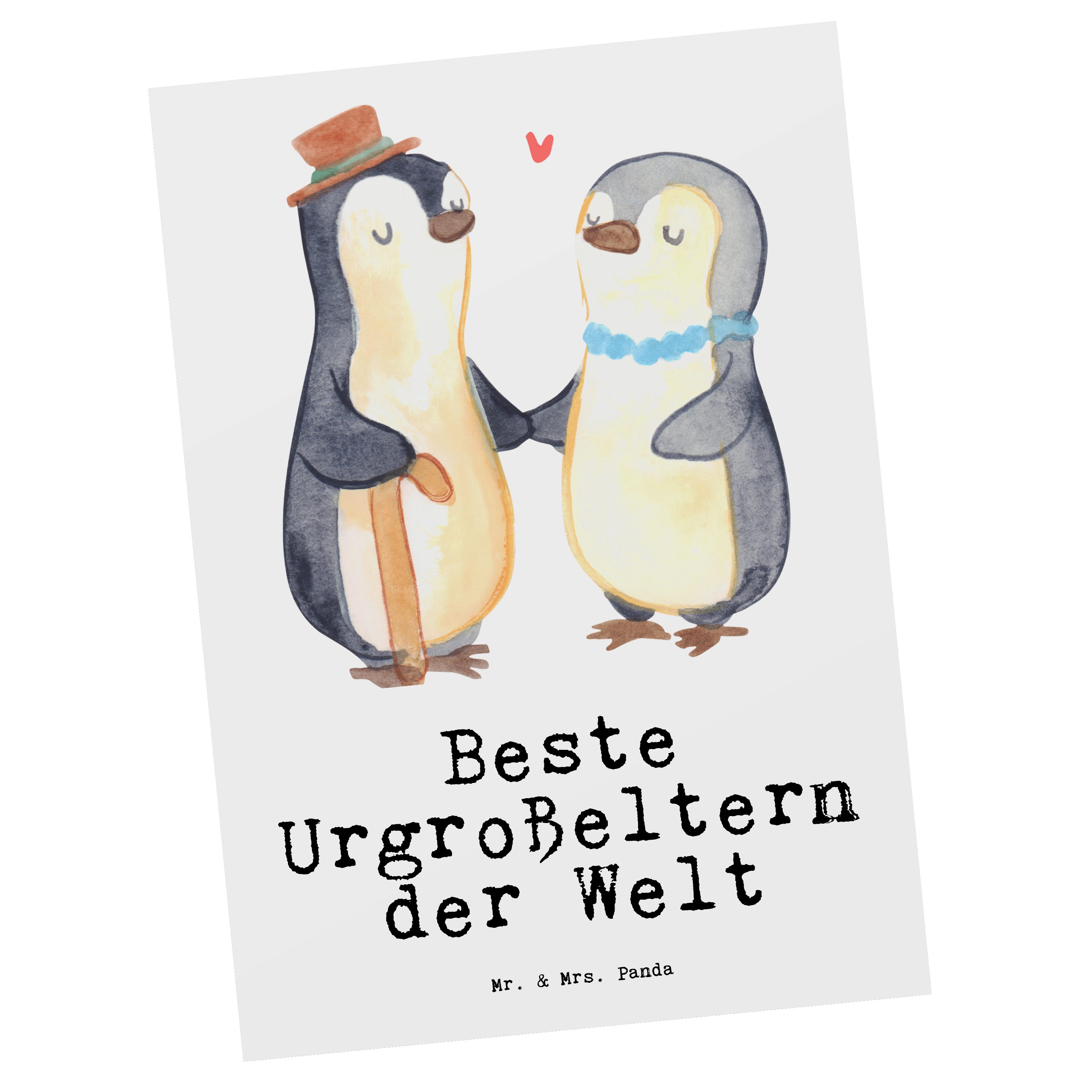 Mr. & Mrs. Panda Postkarte Pinguin Beste Urgroßeltern der Welt - Weiß - Geschenk, Geschenkkarte, Schenken, Grußkarte, Enkelkind, Geschenkidee, Ansichtskarte, Karte, für, Uhropa