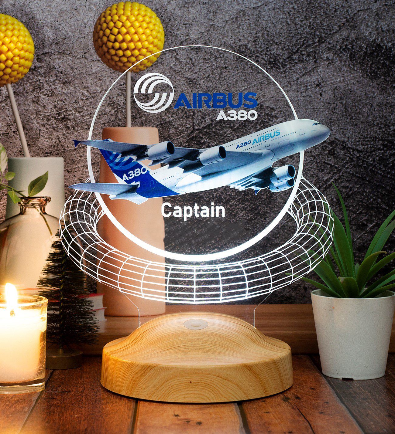 Geschenkelampe LED Nachttischlampe Passagierflugzeug 3D Reisenden, für Farben für fest Geschenk Flugzeugliebhaber und 7 Berufseinstieg, integriert, Lampe UV Piloten Geschenk Leuchte