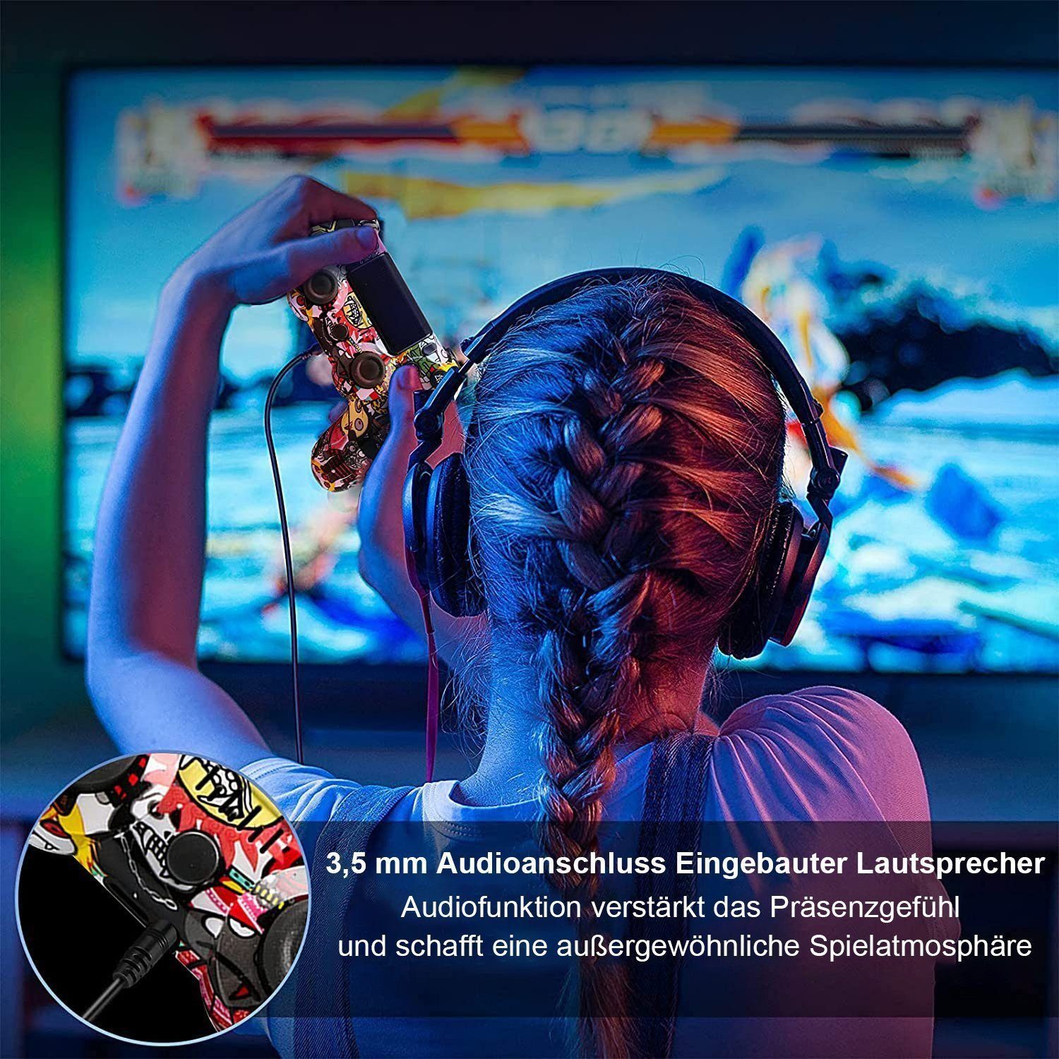 KINSI Wireless Gamepad, Controller, Bluetooth, für PS4 PlayStation 4-Controller (Doppelte Vibration, wiederaufladbare Batterie)