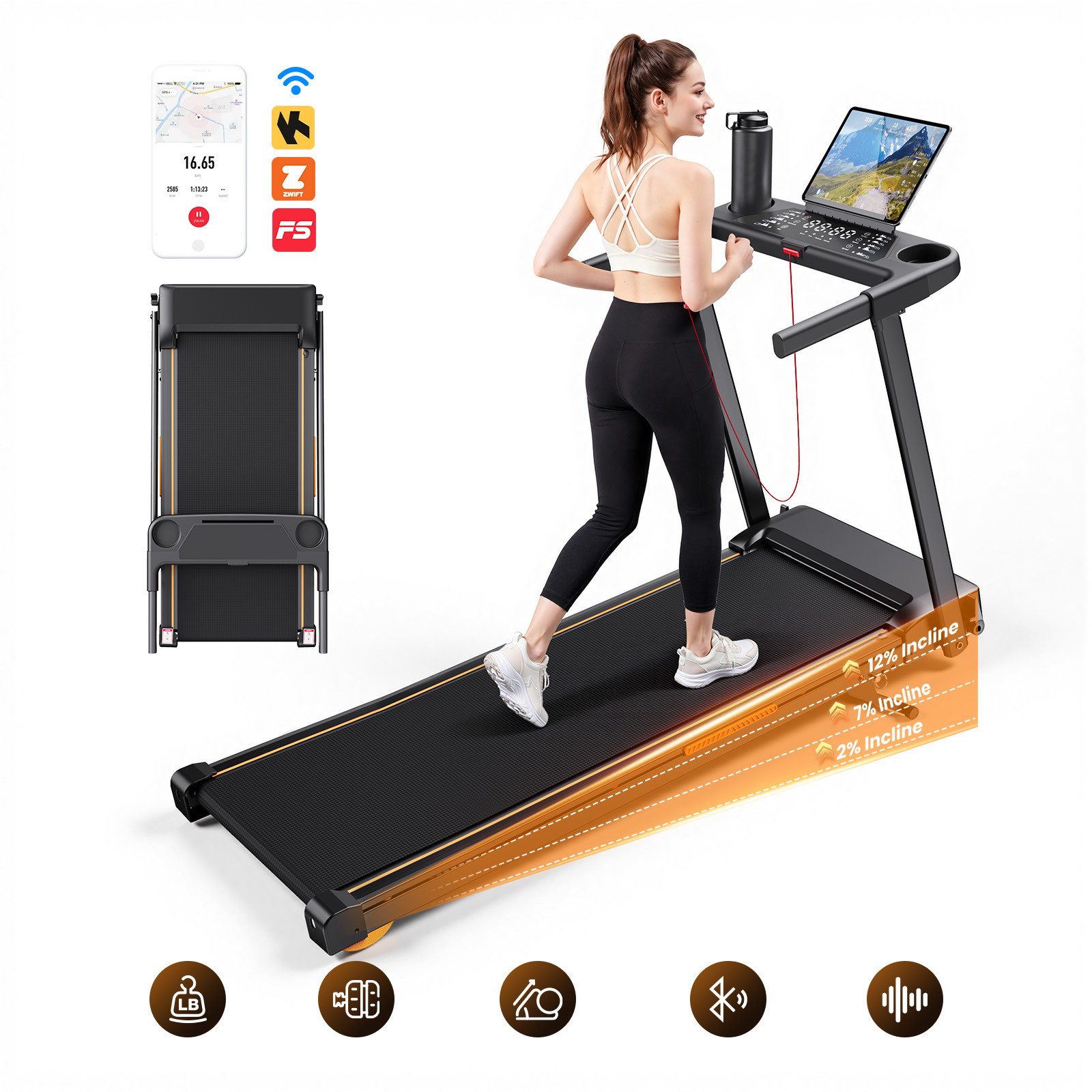 iscooter Laufband Laufband für Walking und Jogging,bis 6/12 km/h (1-tlg), Leicht und einfach zu verstauen