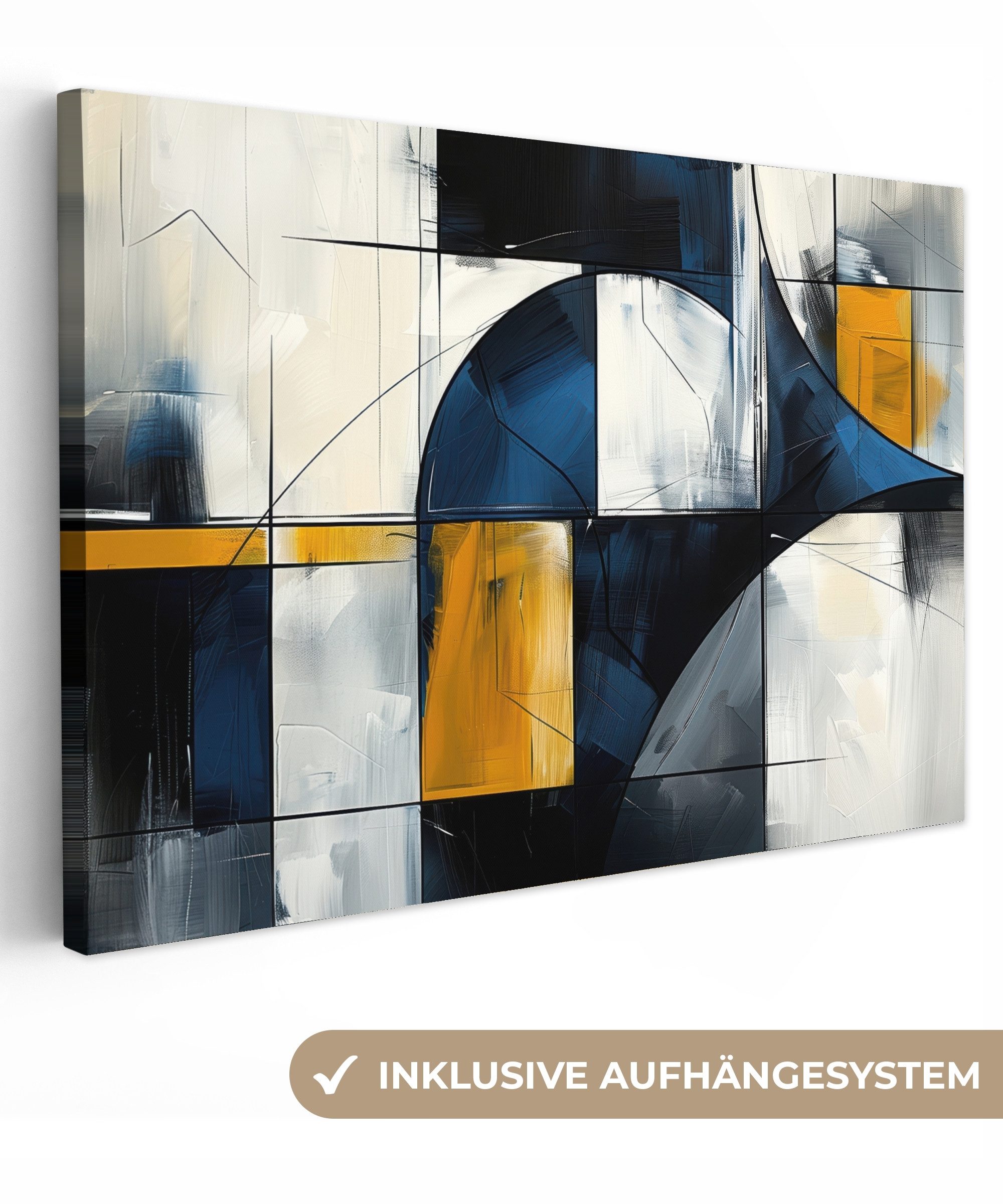 OneMillionCanvasses® Leinwandbild Abstrakt - Formen - Gold - Blau - Geometr günstig online kaufen