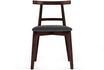 Konsimo Esszimmerstuhl Esstischstühle LILIO Holzstühle Polsterstühle 2 St, hergestellt in der EU, Buchenholzrahmen, Vintage, Mahagoni
