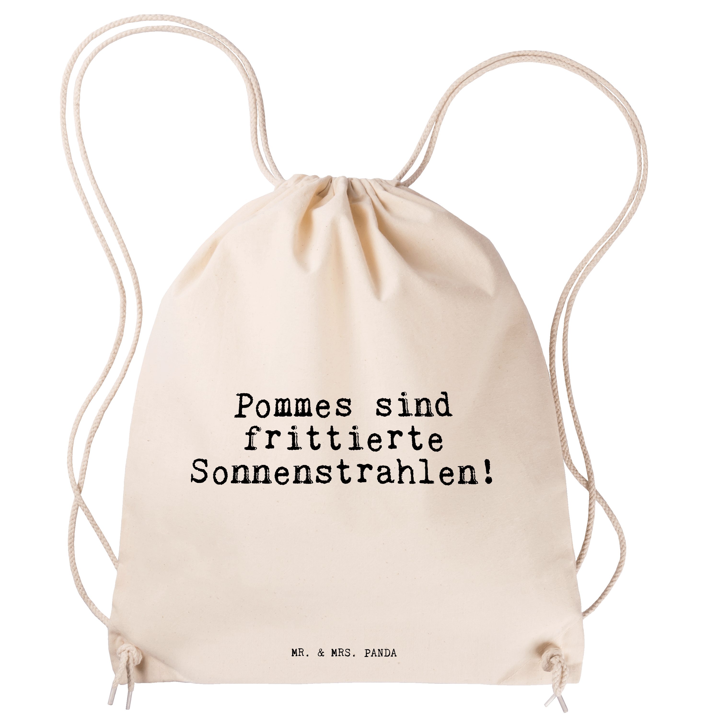 Mr. & Mrs. Panda Sporttasche Pommes sind frittierte Sonnenstrahlen!... - Transparent - Geschenk, S (1-tlg)