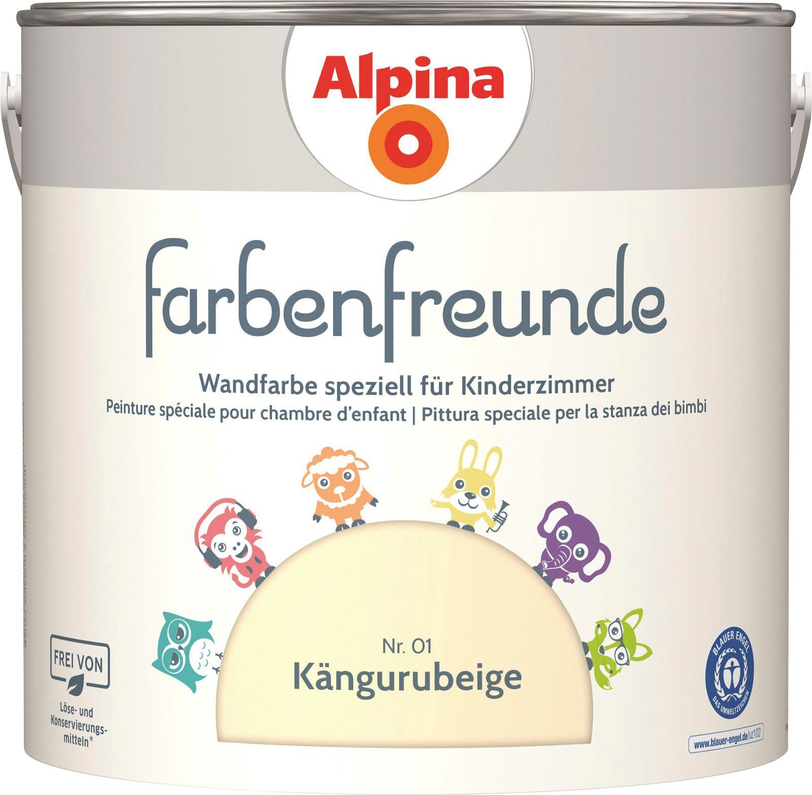 Alpina Wandfarbe farbenfreunde, für Kinderzimmer, matt, 2,5 Liter Kängurubeige