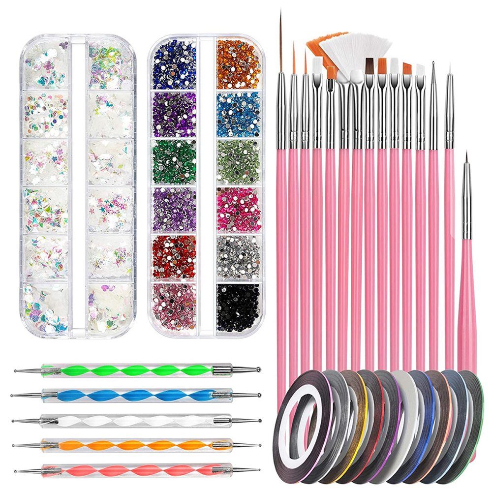 Pen Set, Pinsel Nagel GelldG Dotted Nageldesign Nail Art Zubehör Stücke Rosa, 15 Pinsel Stücke 5