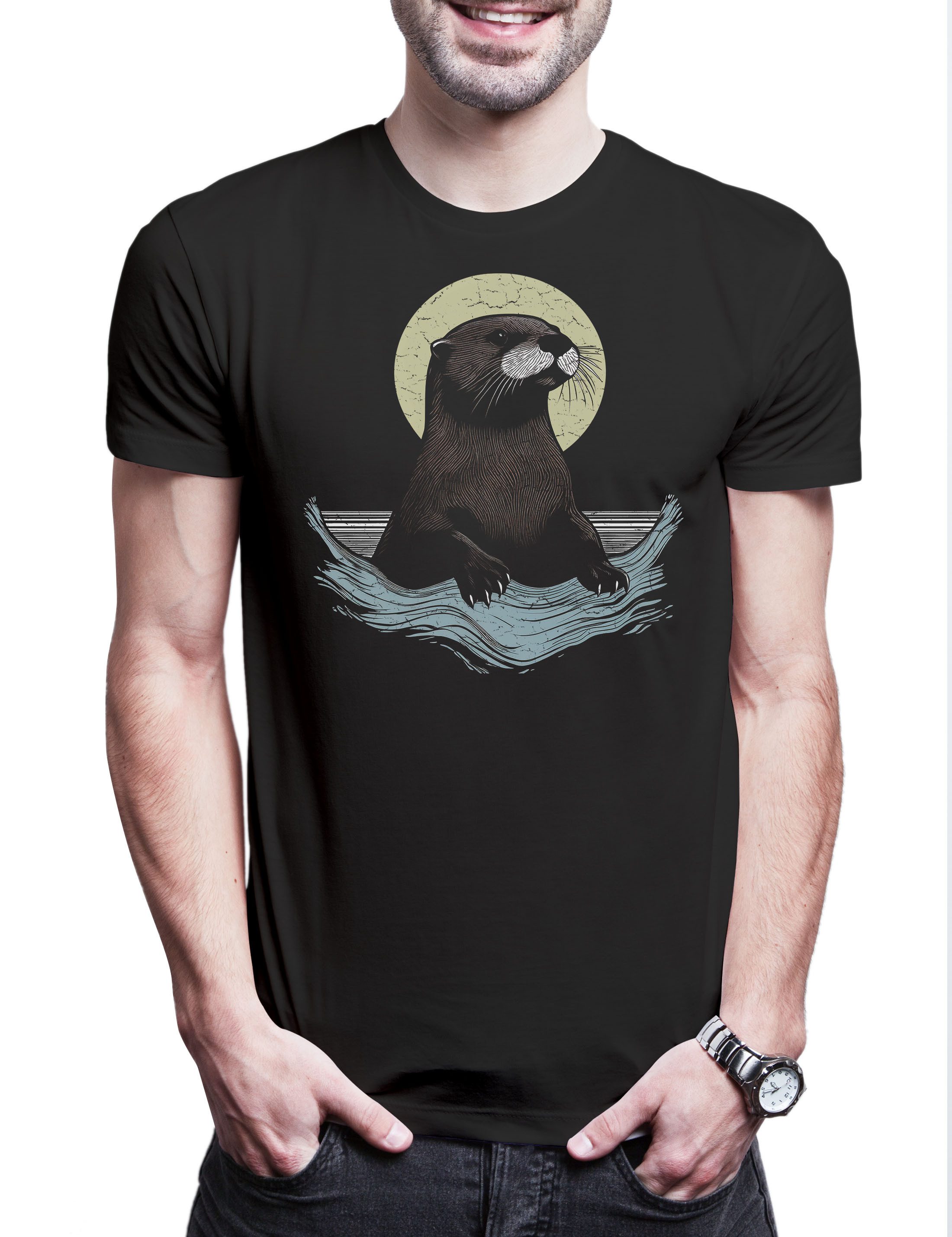 Print-Shirt Otter A Herren T-Shirt Lovely Wildlife lontra Nutria Fischotter
