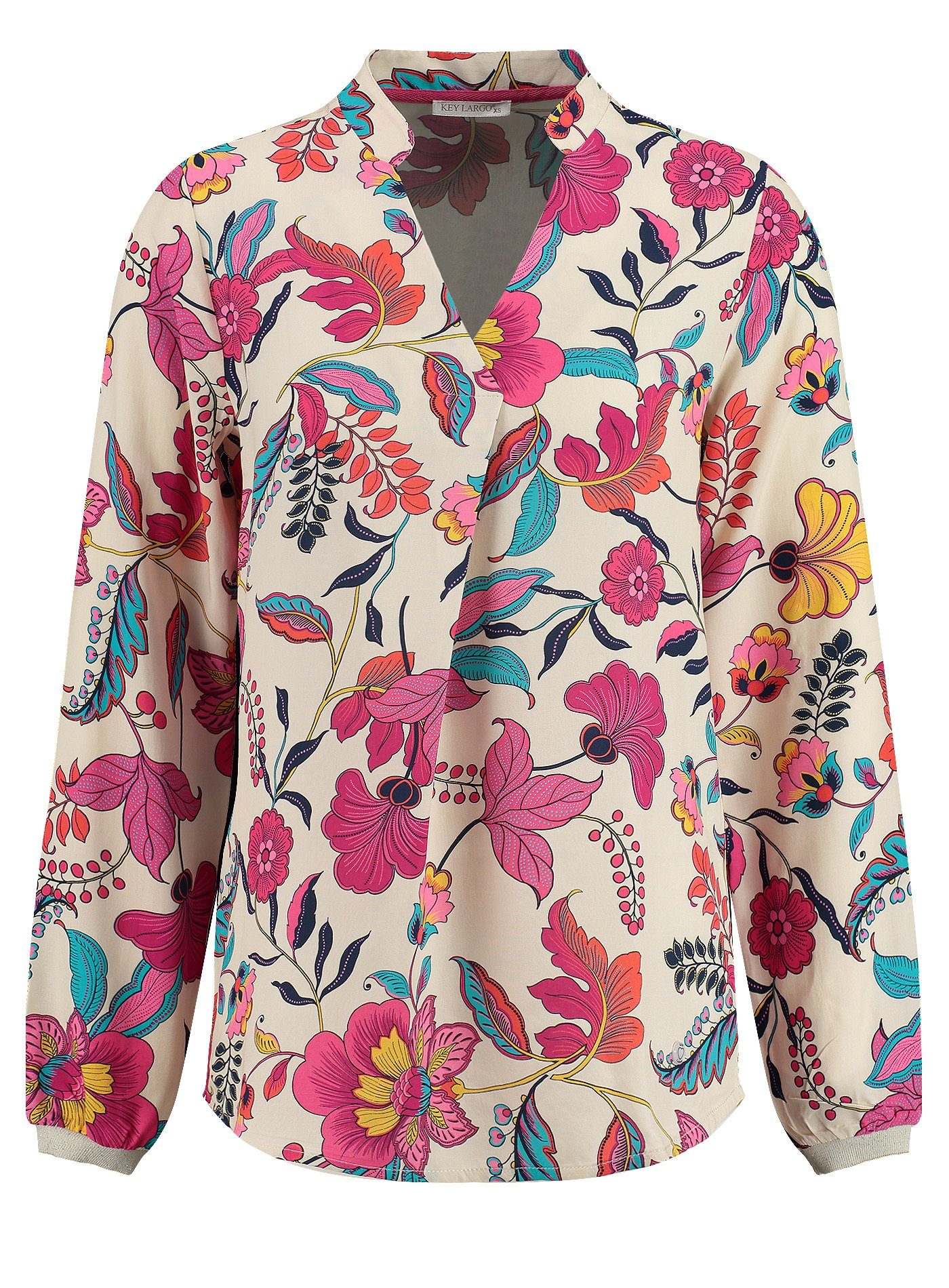 Key Largo Langarmbluse WB BLOOM v-neck (1-tlg)