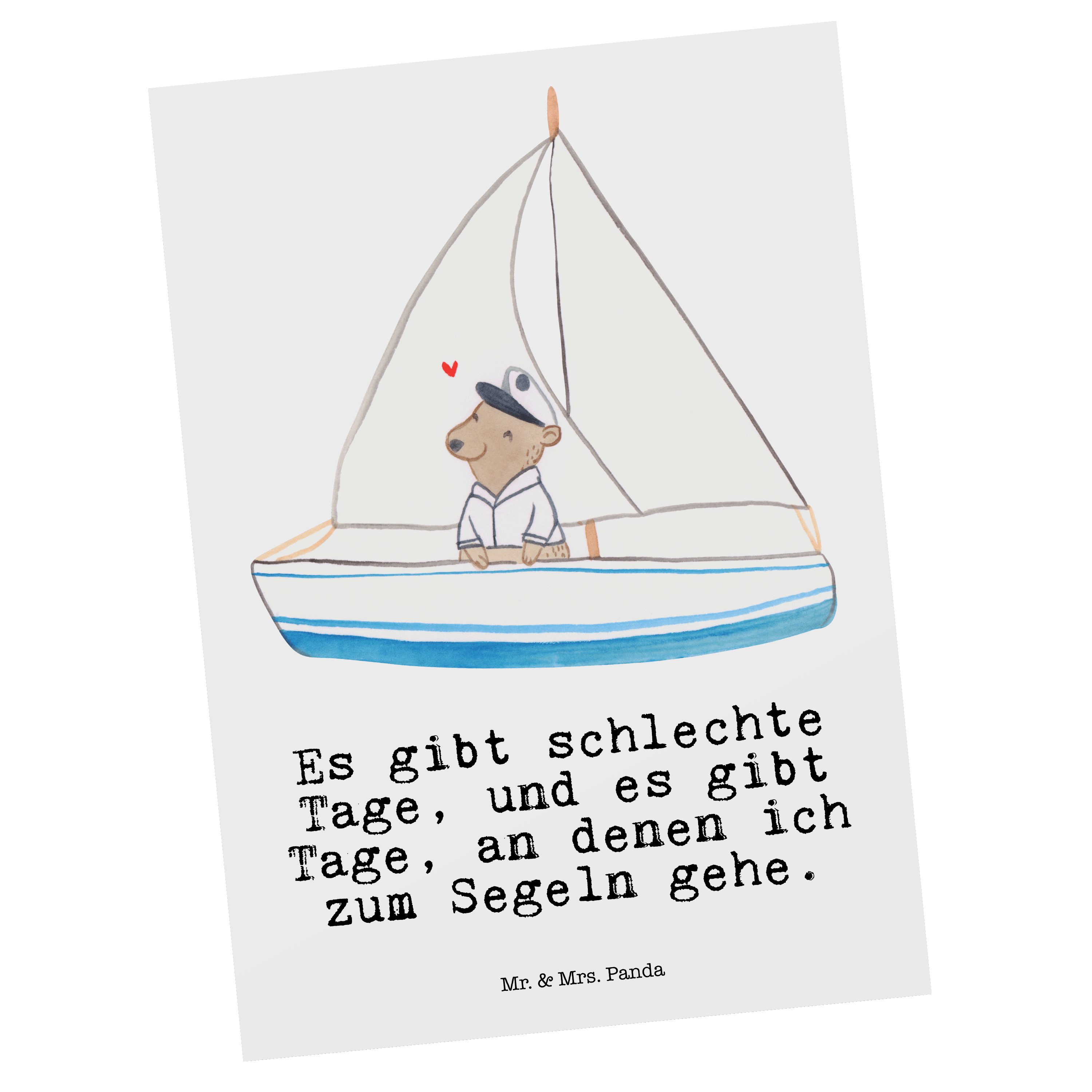 Mr. & Mrs. Panda Postkarte Bär Segeln Tage - Weiß - Geschenk, Einladung, Geburtstagskarte, Segel