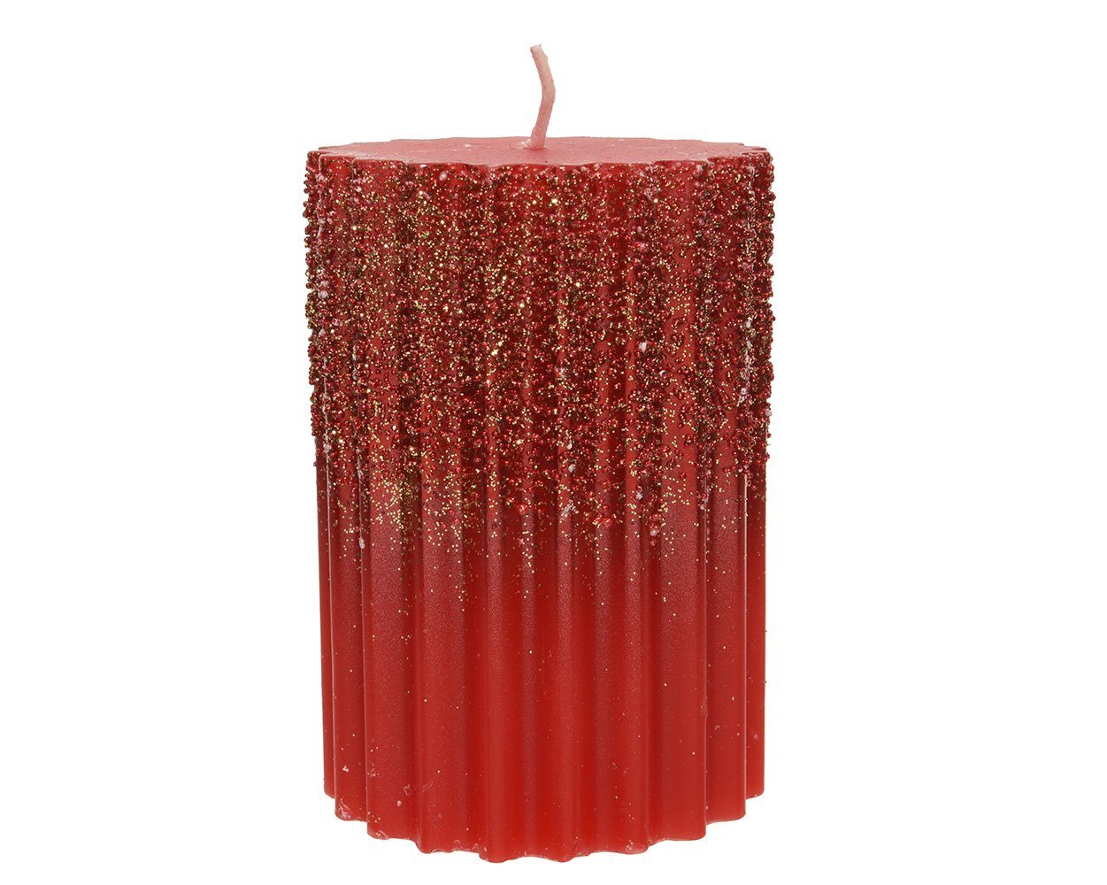 Kaemingk Stumpenkerze, Stumpenkerzen Wachs mit Rillen / Glitzer 7 x 10cm - günstig online kaufen