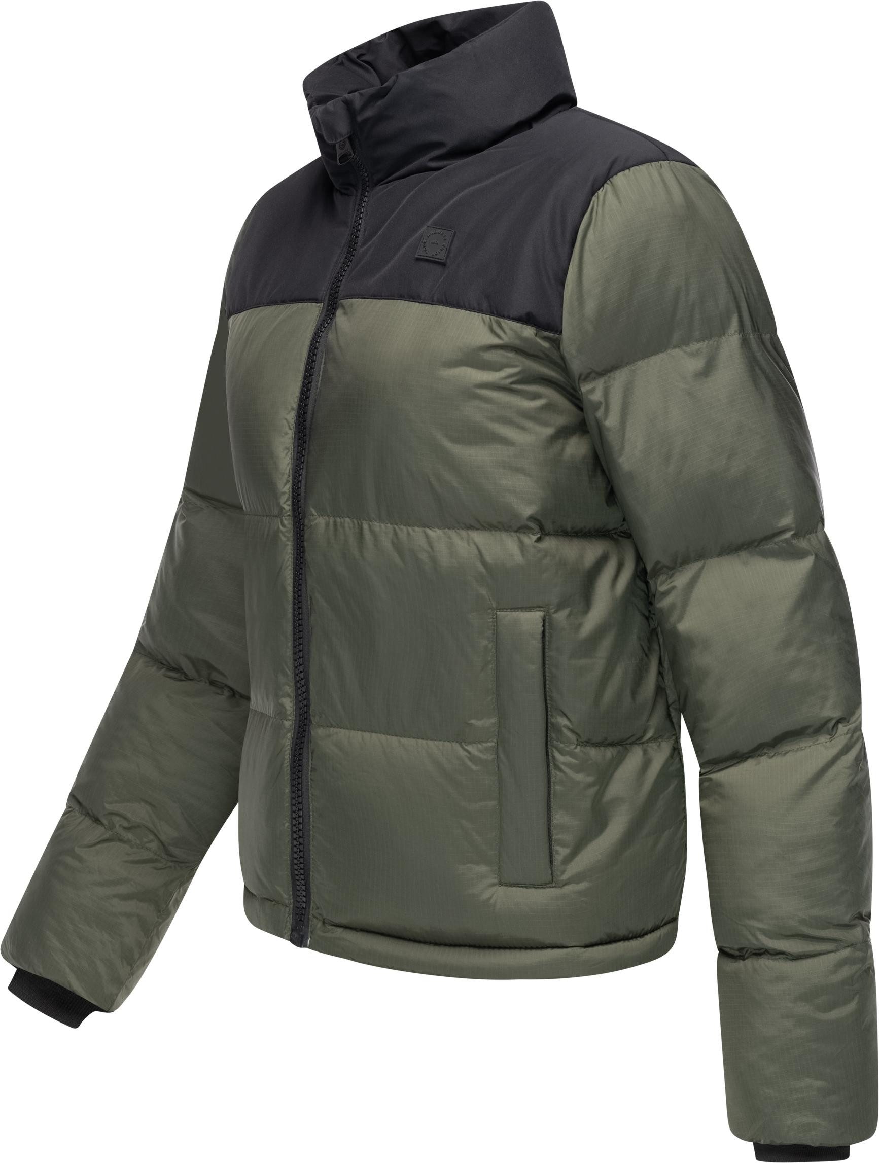 Ragwear Steppjacke Serah stylische Damen Winterjacke im Colourblocking-Design