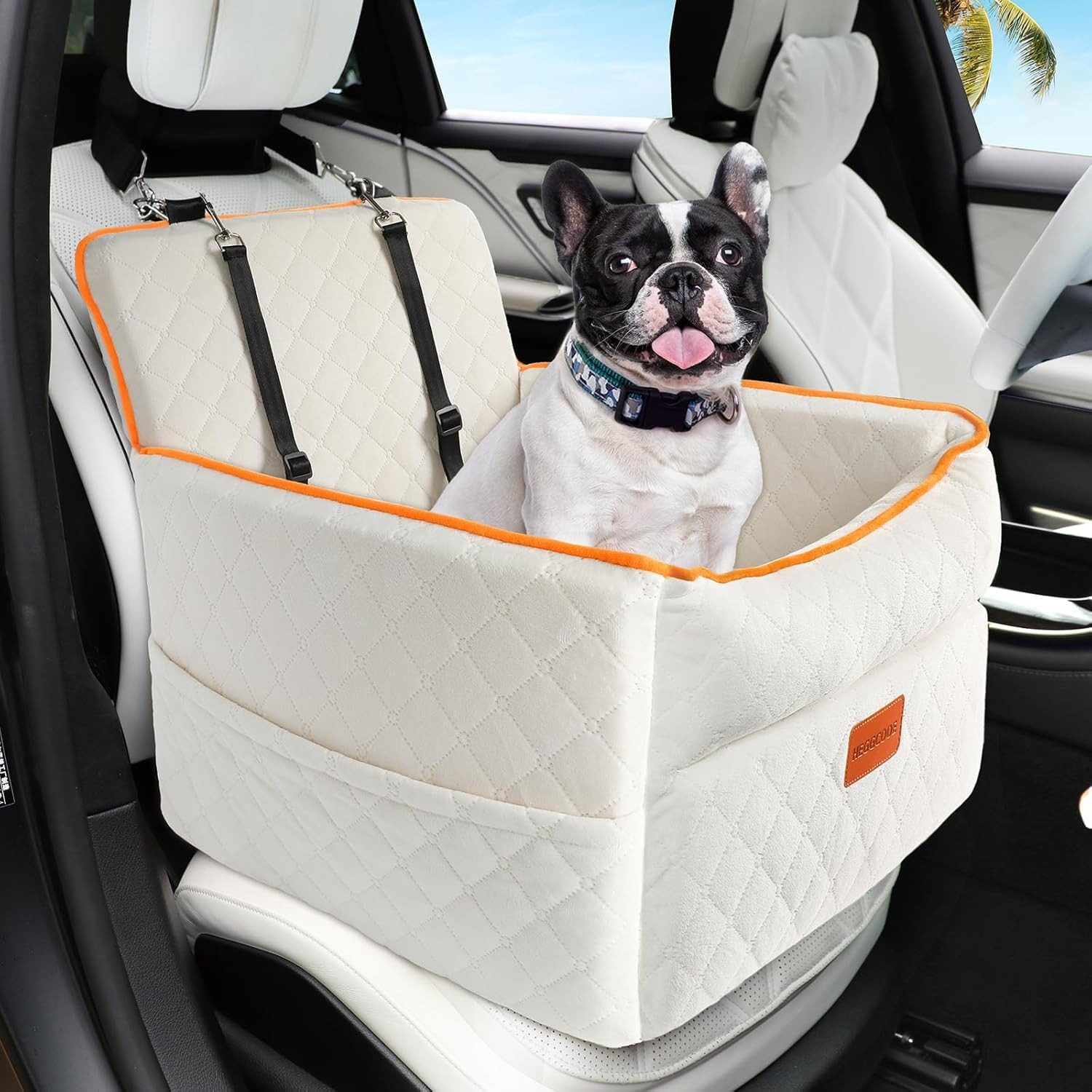 Ledander Hunde-Autositz Hundeautositz Hunde-Autositz für kleine und mittelgroße Hunde, Memory-Schaum Hunde-Autositz mit dickem Kissen bis 15,9 kg