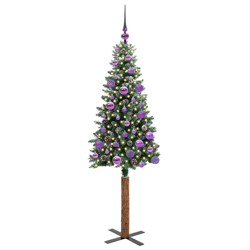 vidaXL LED Baum Schlanker Weihnachtsbaum mit 150 LEDs mit Ständer Grün 150 cm