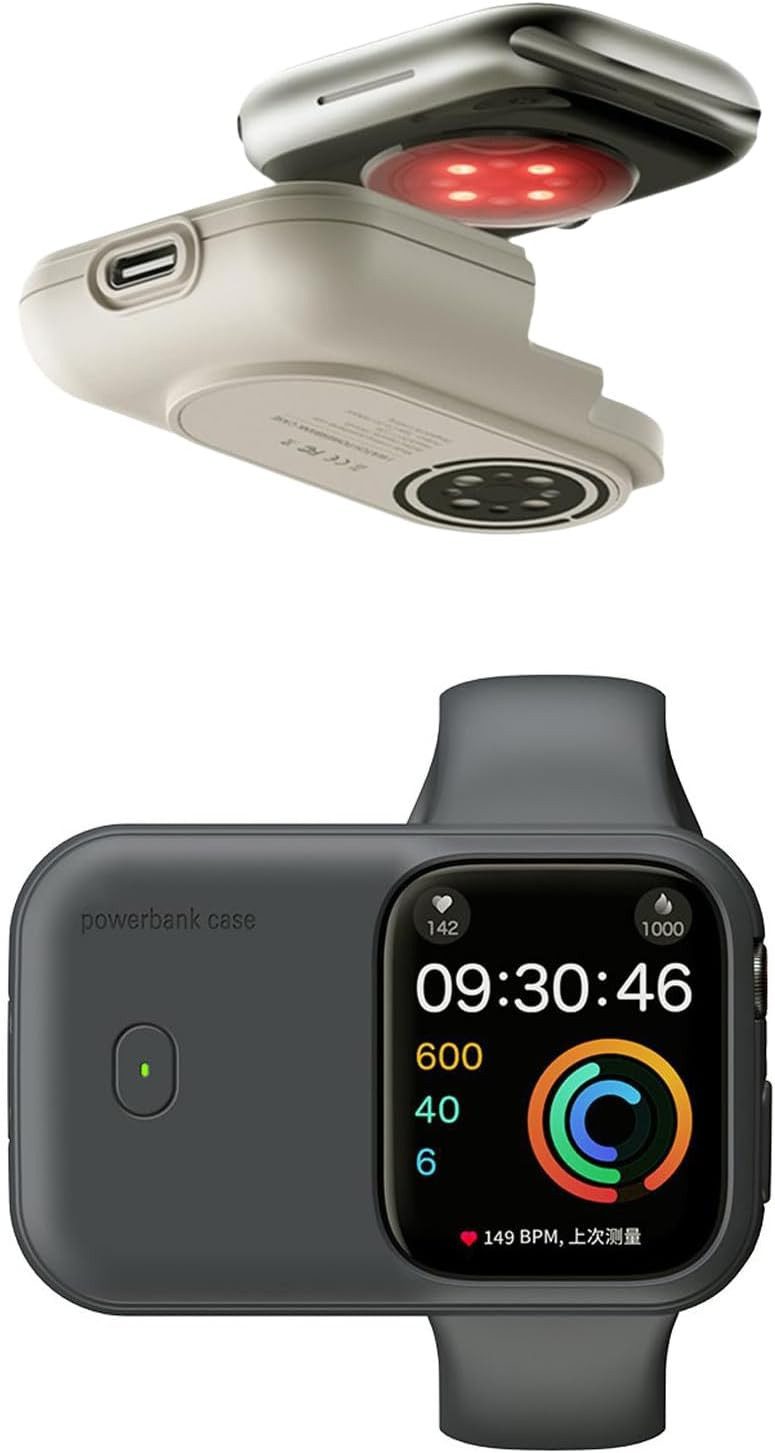 LIANNA Kabelloses Ladegerät für Smartwatch mit Powerbank Funktion Powerbank Baby, Block, Micro, Mignon,Mono AAA 5000 mAh (1,2 V), Wireless Smartwatch Charger für 44/45/49mm mit Powerbank