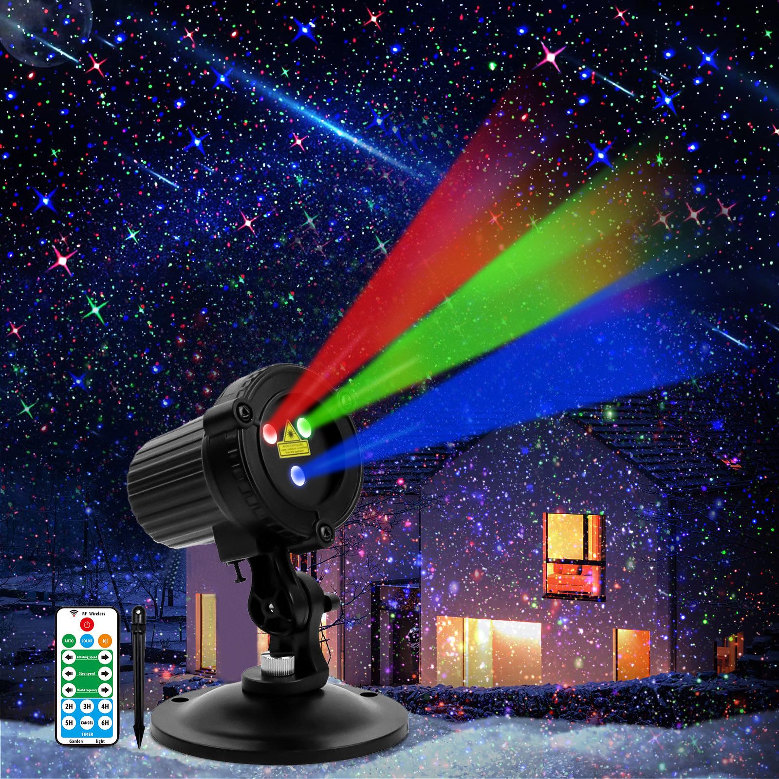 LMaxhome Projektionslampe LED Projektor Weihnachten Außen Landschaft Gartenstrahler Wasserdichte, RGB mit Fernbedienung und Timer Laser Partylicht Beleuchtung Dekolicht