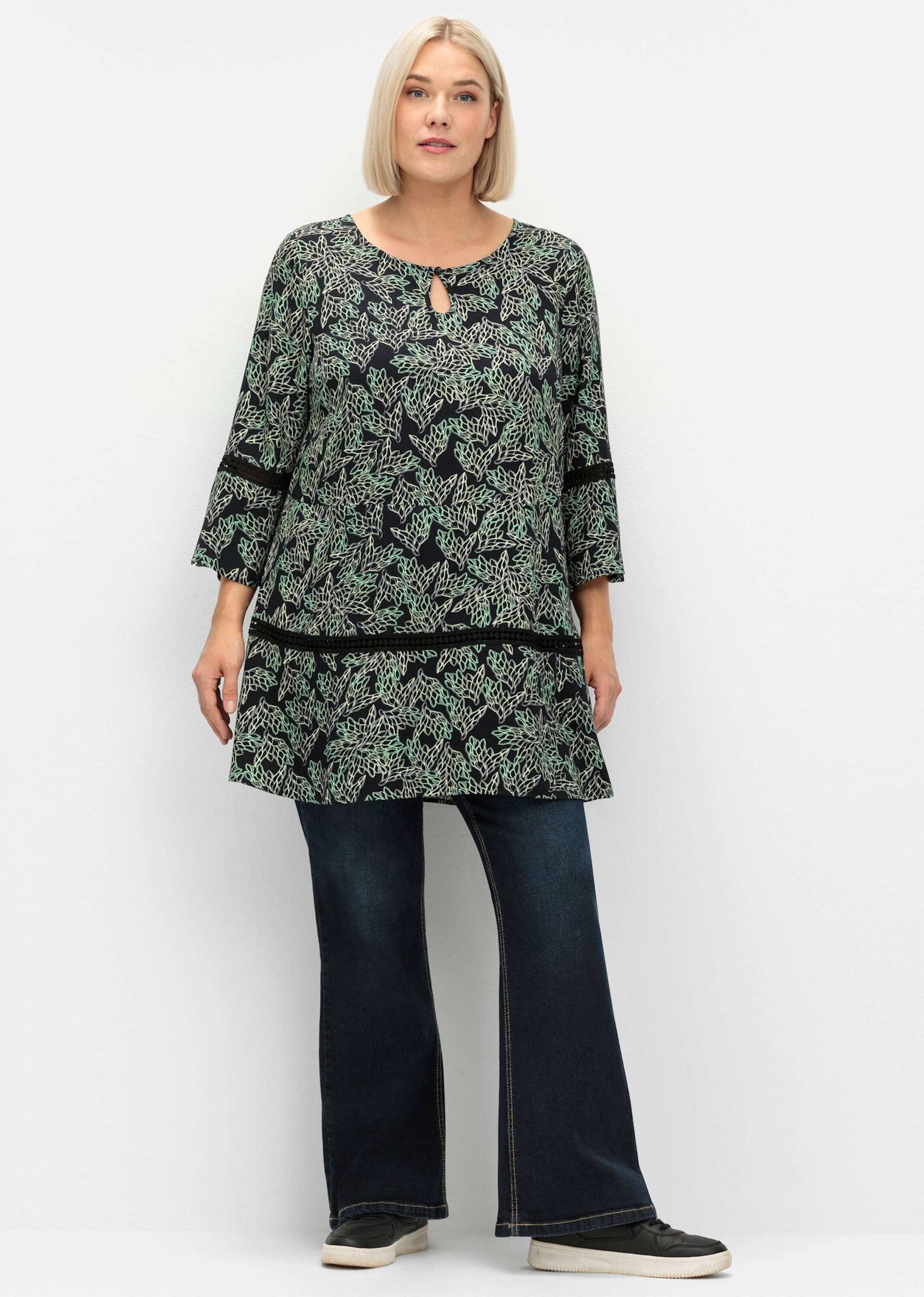 Sheego Klassische Bluse Tunika 3/4-Arm
